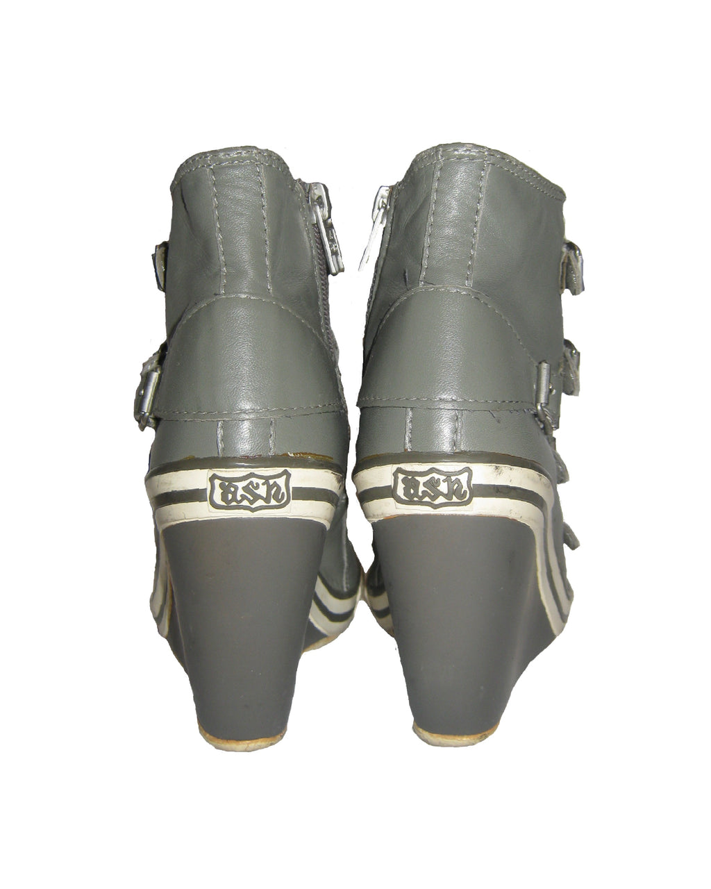 ASH Grey Multi-Buckle Wedge Sneakers