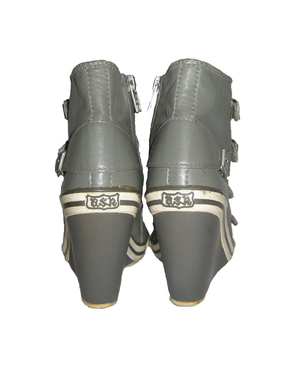ASH Grey Multi-Buckle Wedge Sneakers