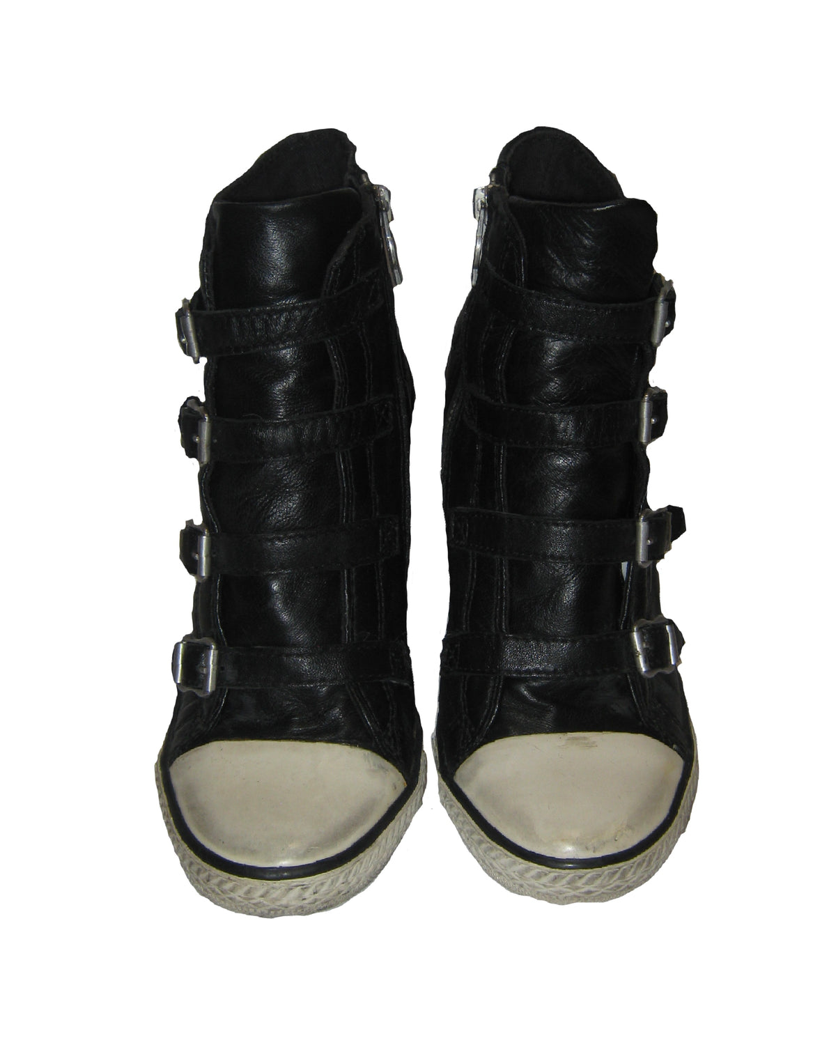 ASH Multi-Buckle Leather Wedge Sneakers
