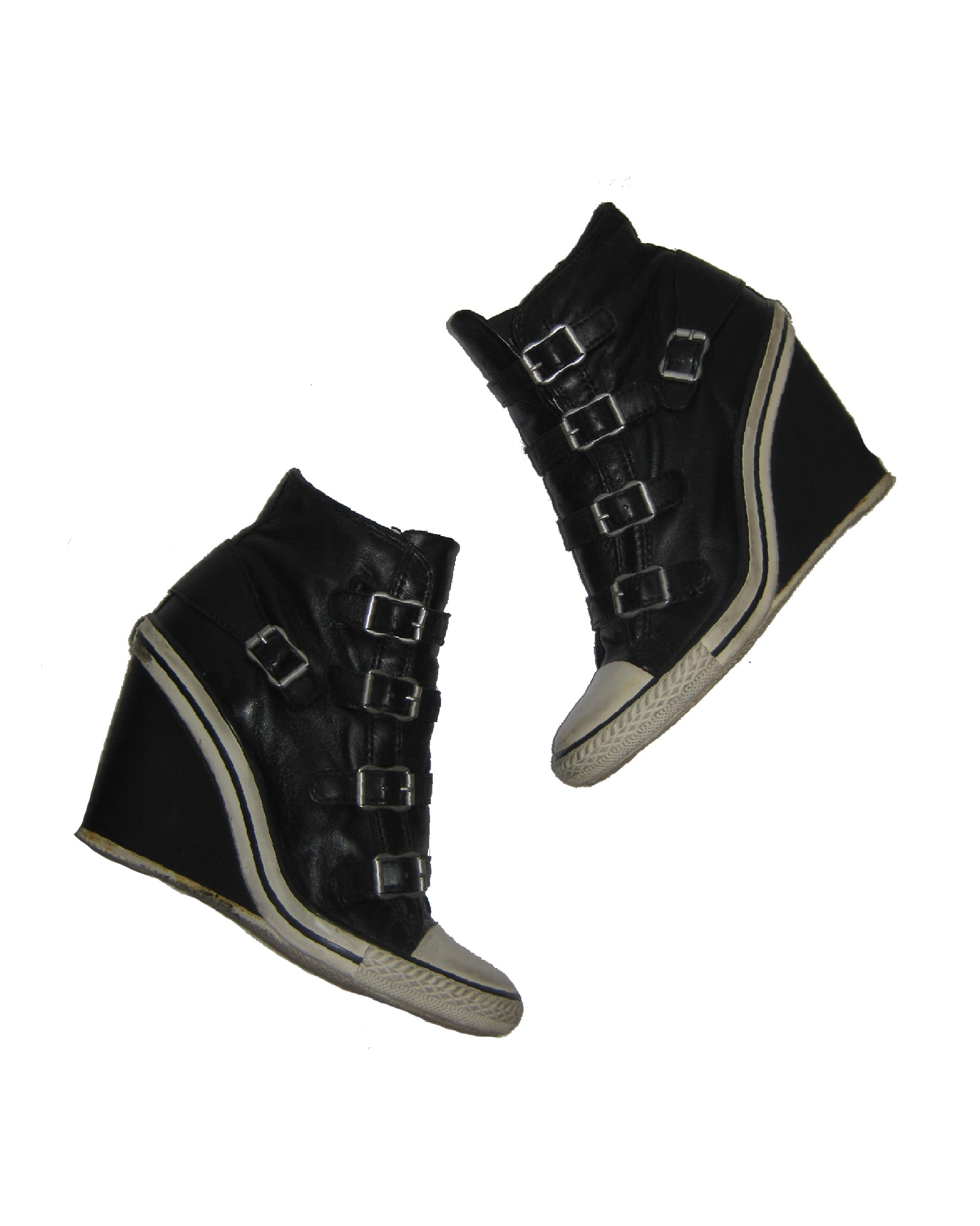 ASH Multi-Buckle Leather Wedge Sneakers