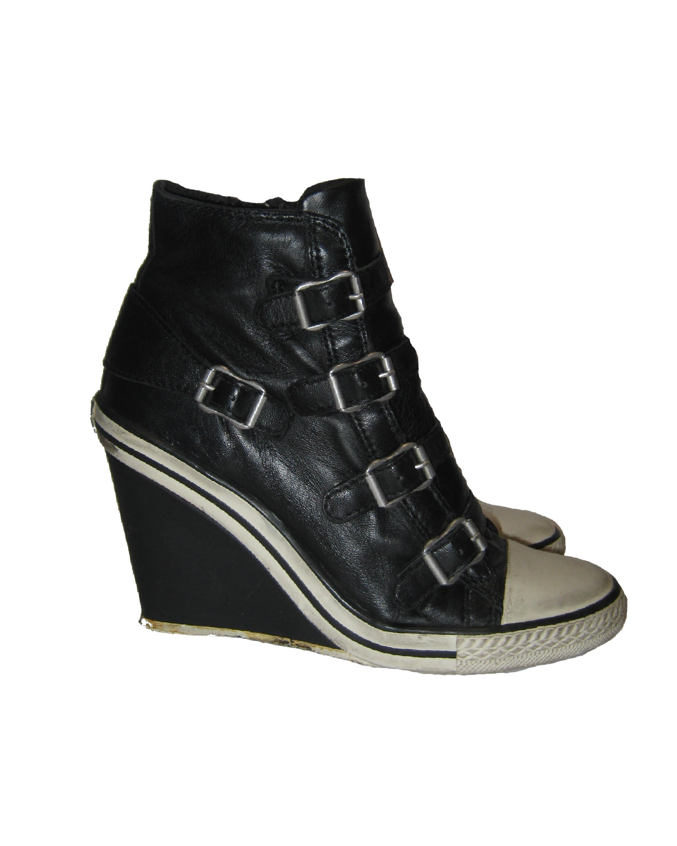 ASH Multi-Buckle Leather Wedge Sneakers