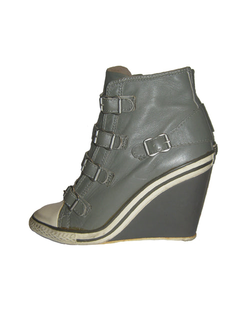 ASH Grey Multi-Buckle Wedge Sneakers