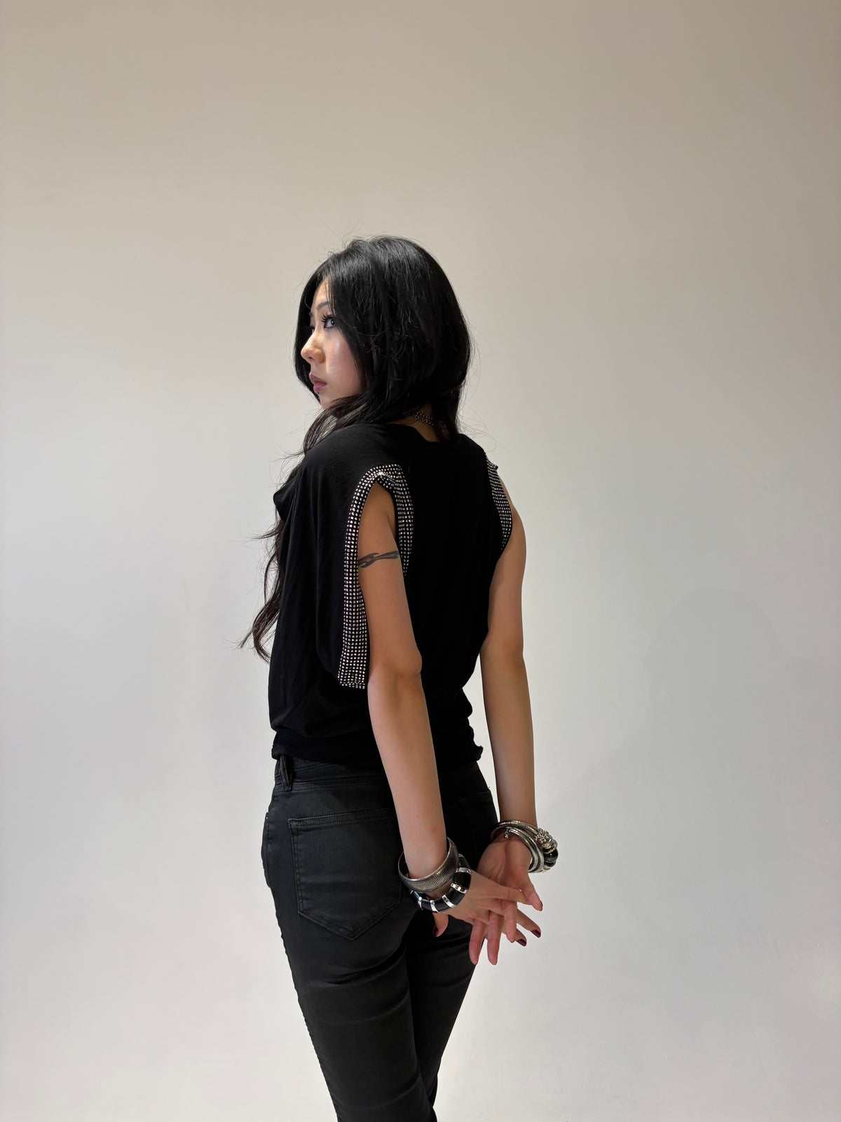 BEBE Obsidian Muse  Drape Top