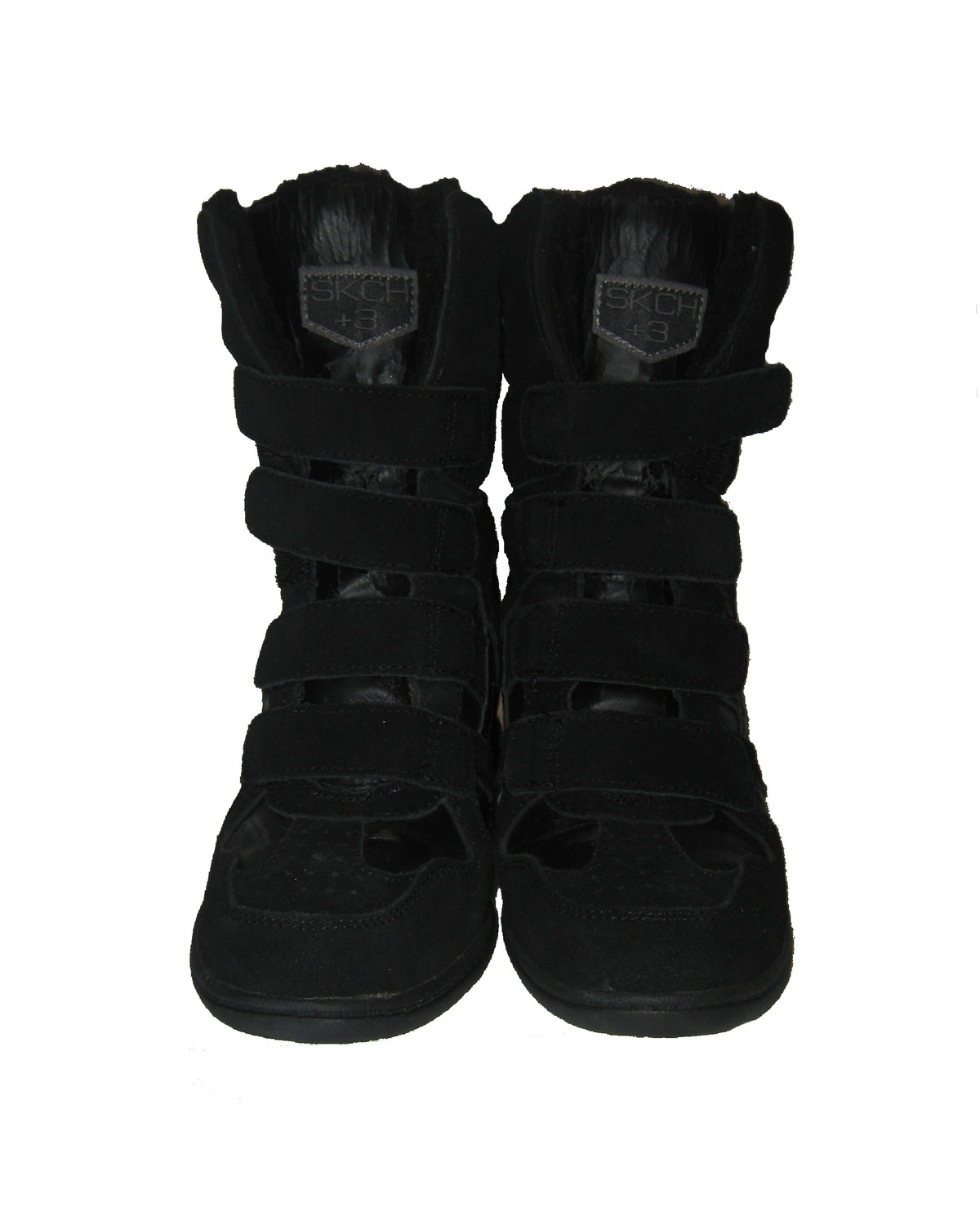 SKCH +3 Triple Black Velcro High-Top Boots