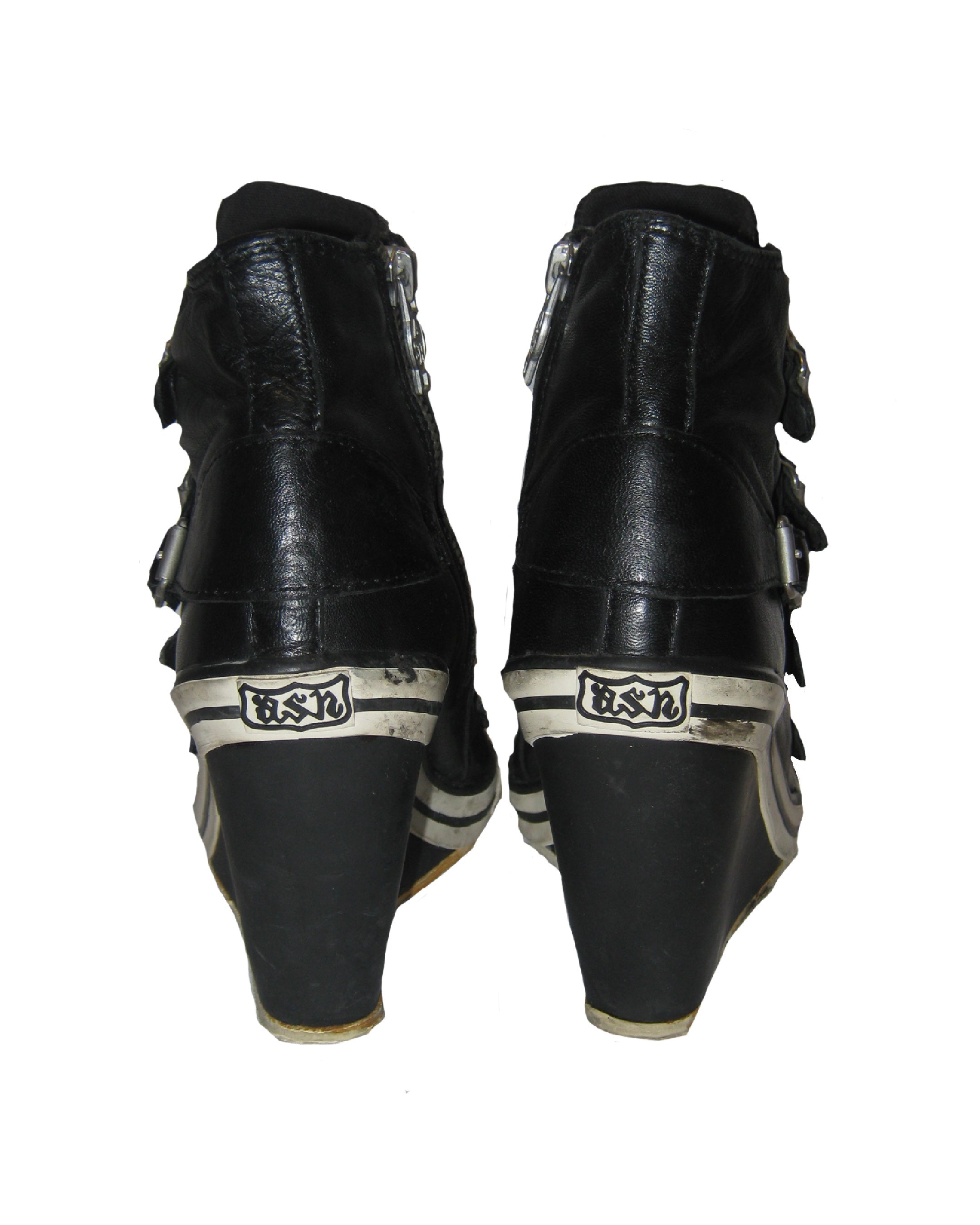ASH Multi-Buckle Leather Wedge Sneakers