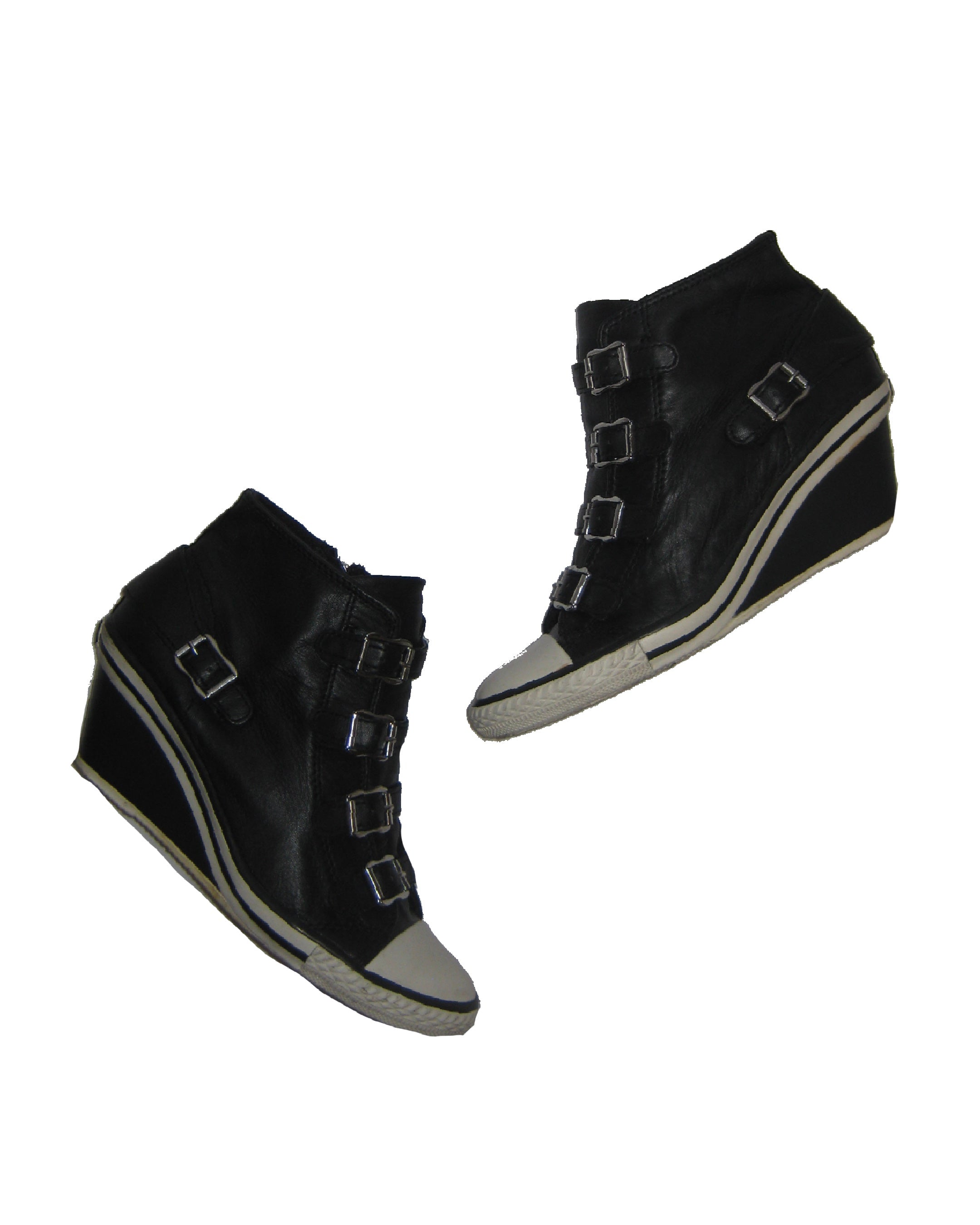 ASH Black Mxlti-Buckle Wedge Sneakers