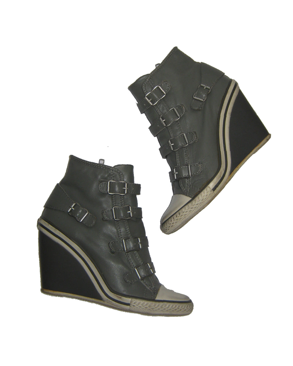 ASH Grey Multi-Buckle Wedge Sneakers