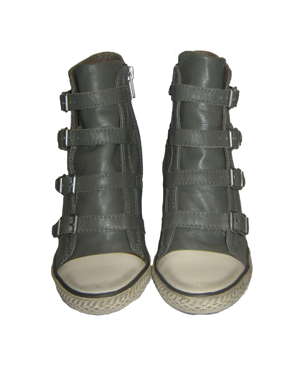ASH Grey Multi-Buckle Wedge Sneakers