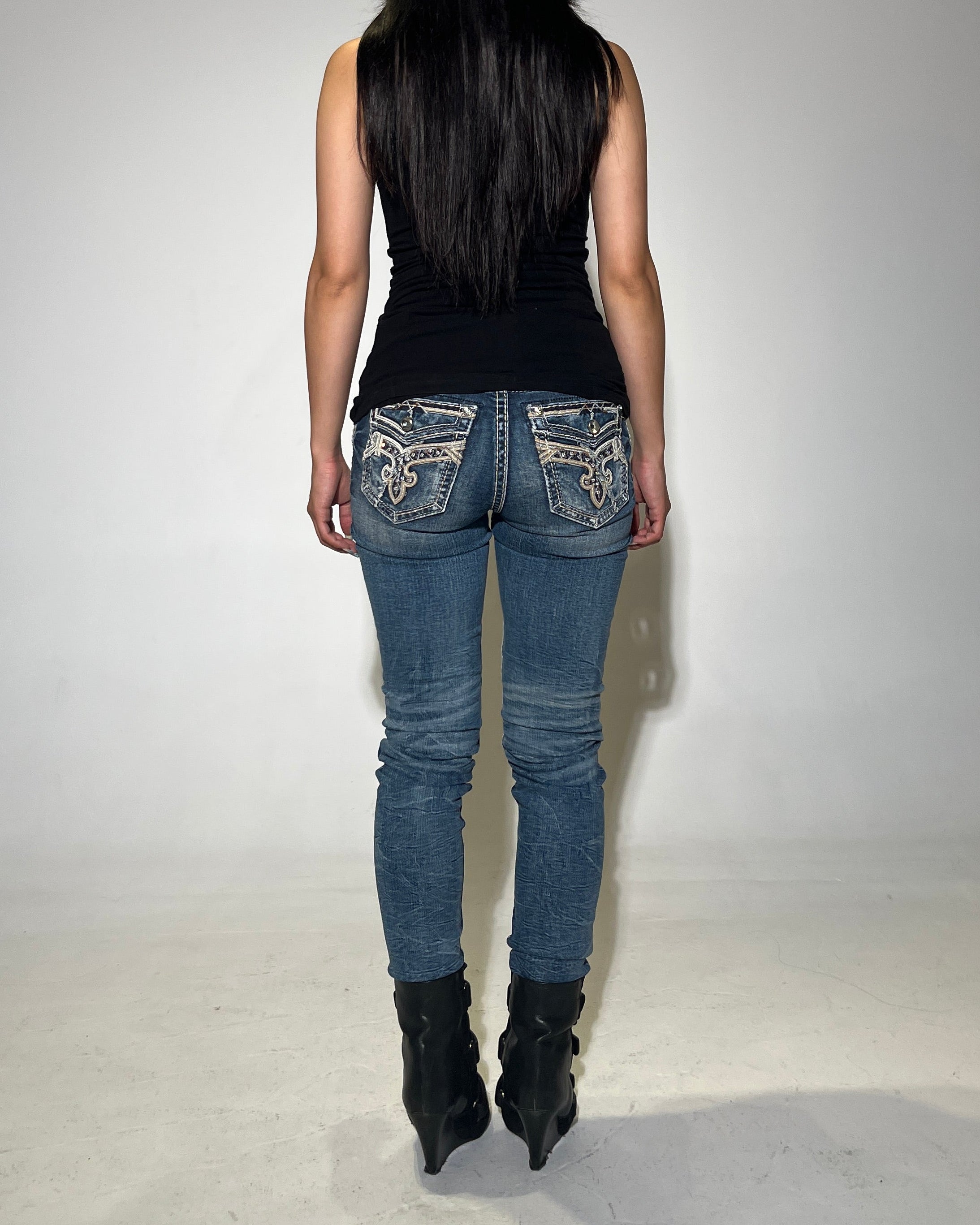 ROCK REVIVAL Silver Crest Low-rise Skinny Pants