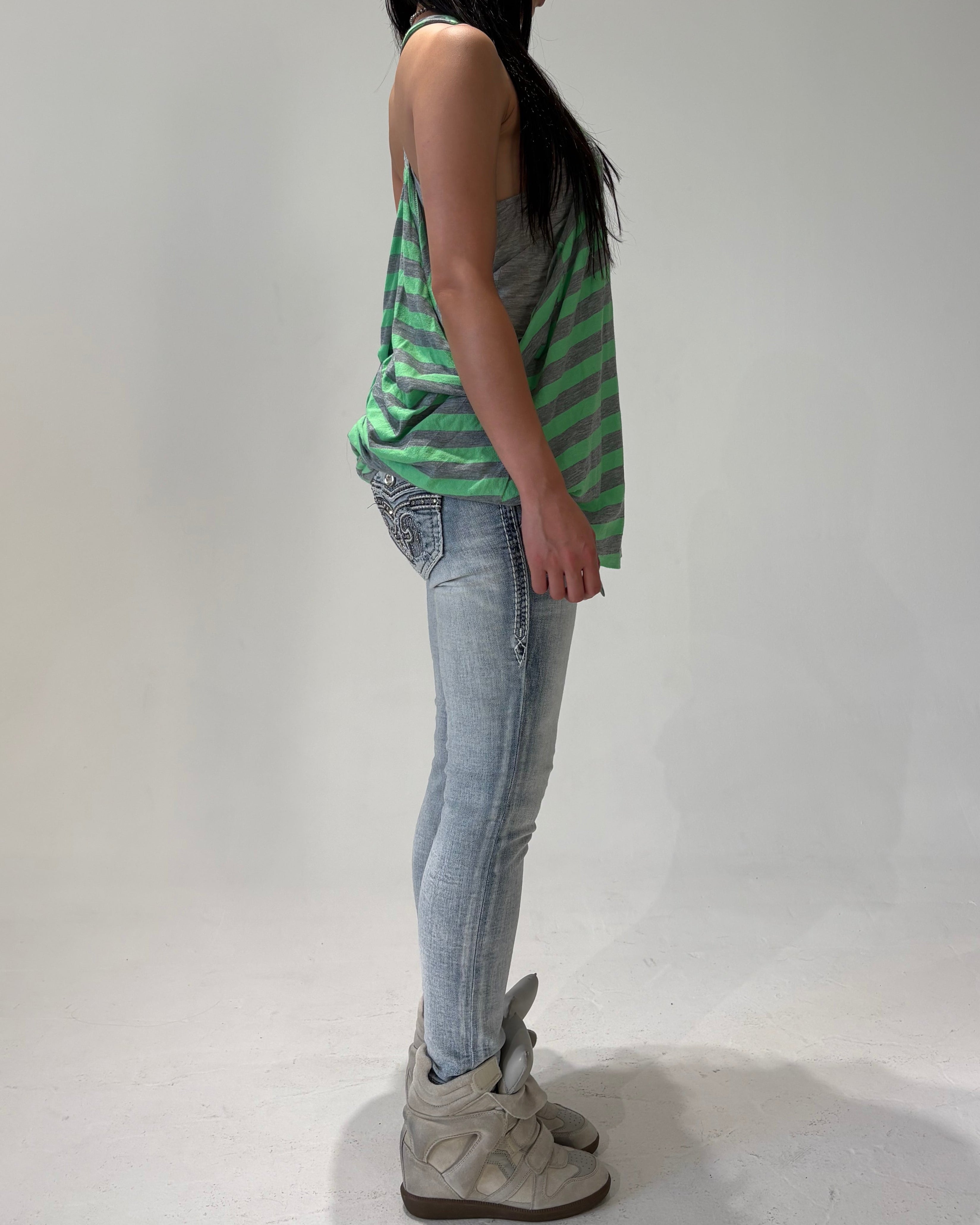 ROCK REVIVAL Ferry Light Acid Wash Blue Low-rise Skinny Pants