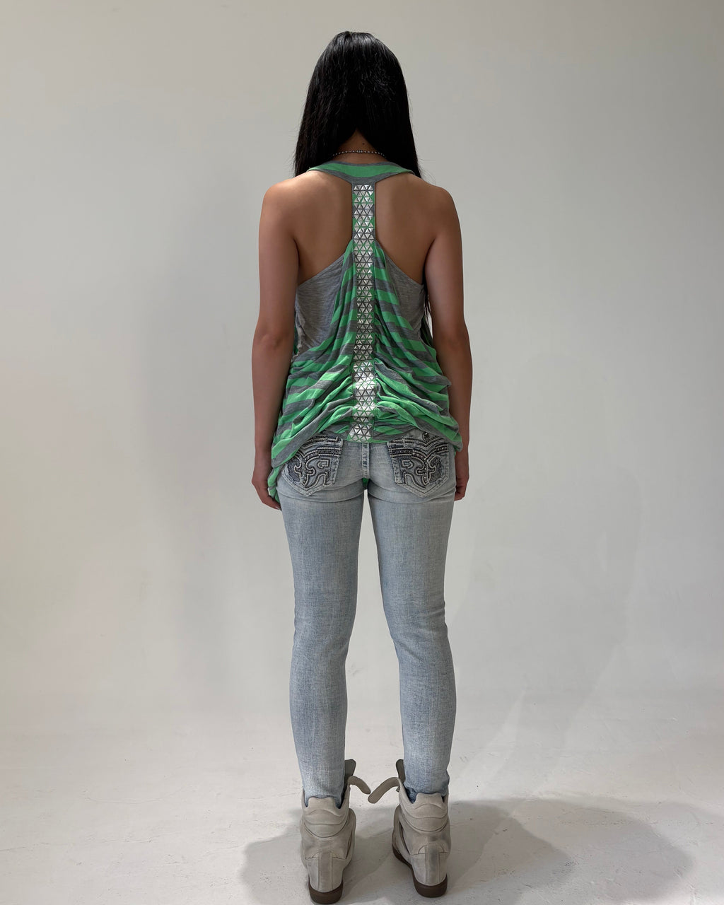MISS ME Neon Acid Studded Stripe Tunic Top