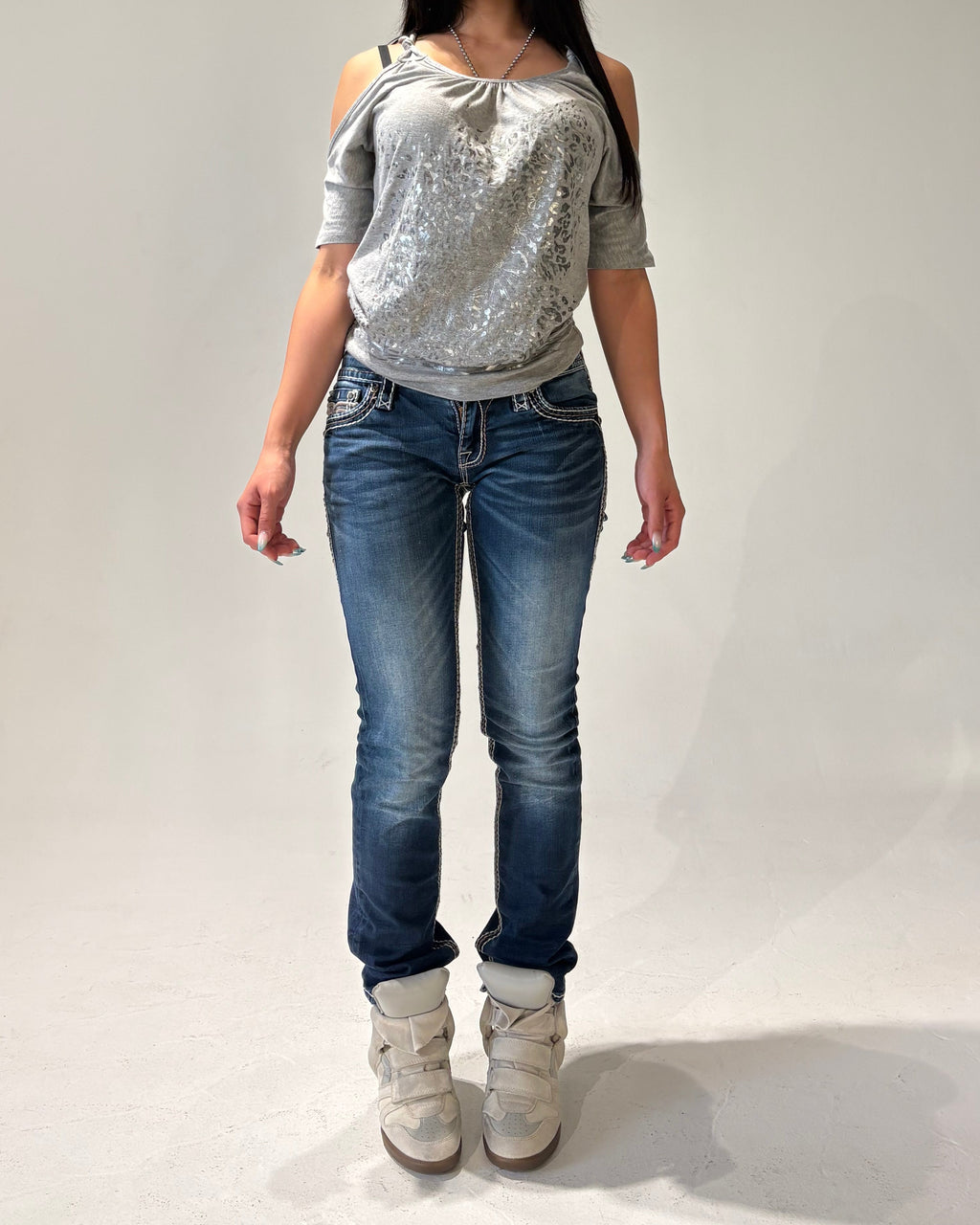 ROCK REVIVAL Midnight Fleur Low-rise Straight Pants