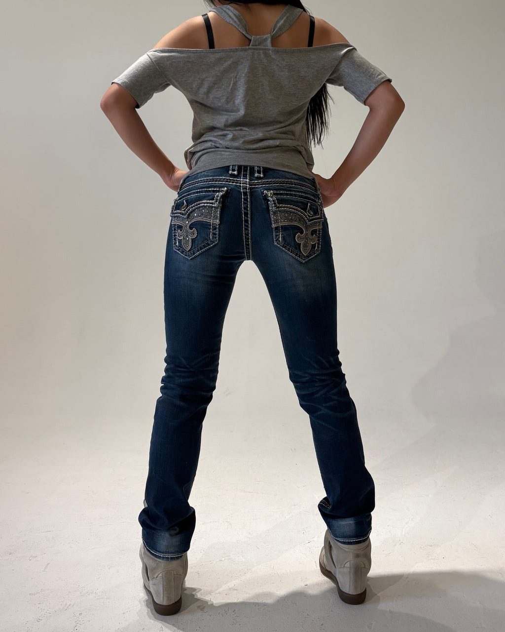 ROCK REVIVAL Midnight Fleur Low-rise Straight Pants