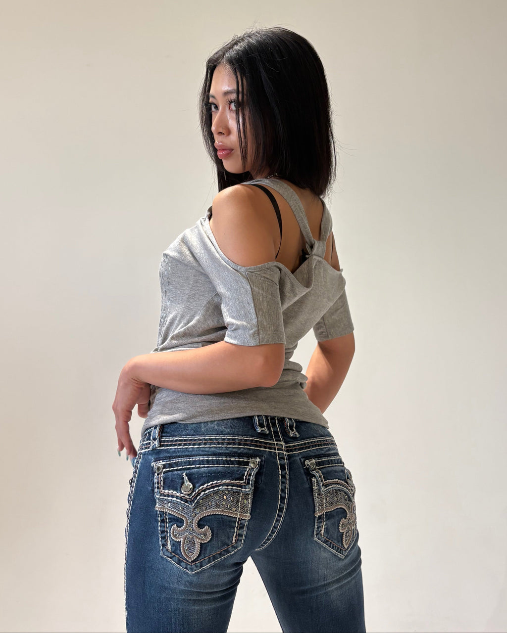 ROCK REVIVAL Midnight Fleur Low-rise Straight Pants