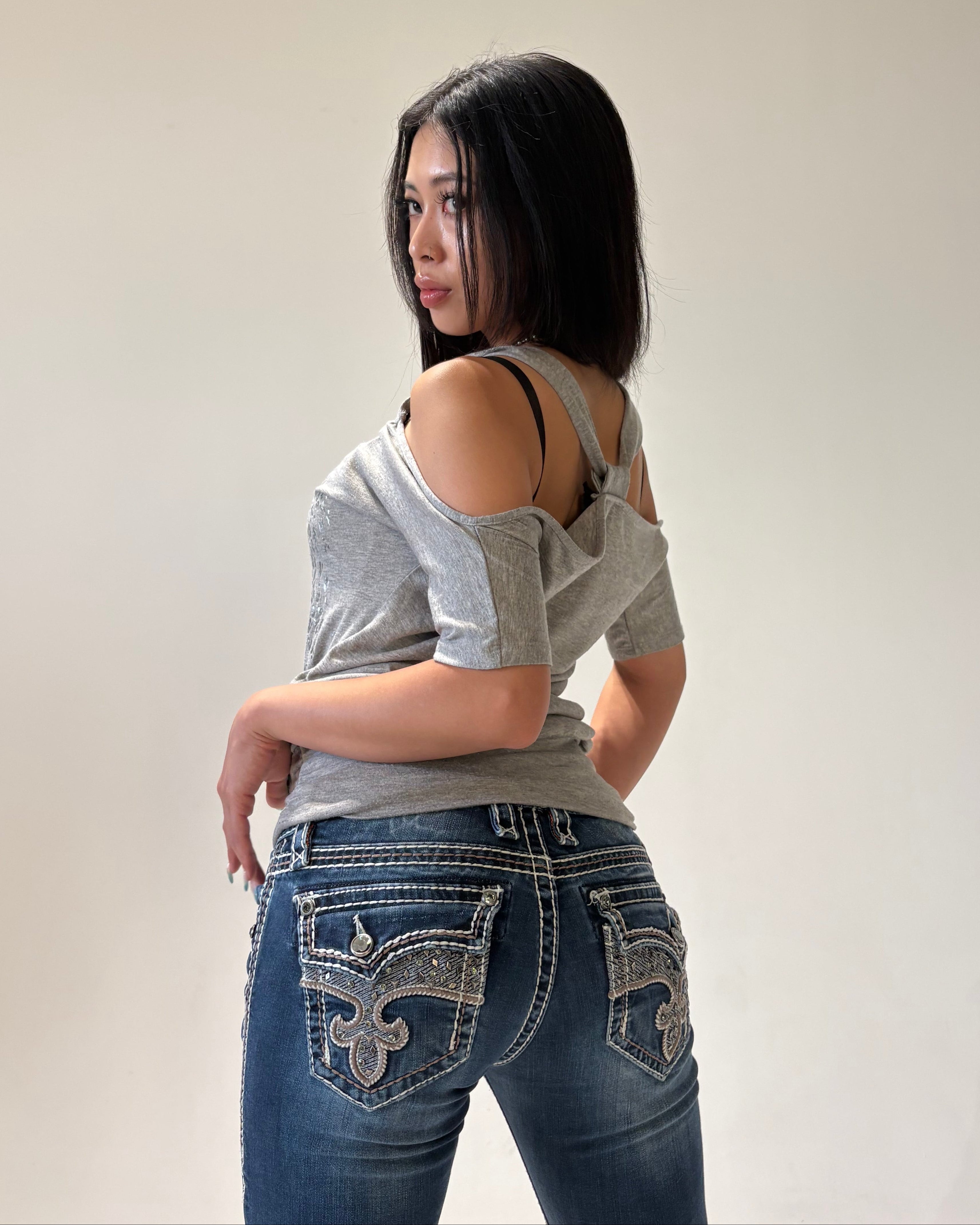 ROCK REVIVAL Midnight Fleur Low-rise Straight Pants
