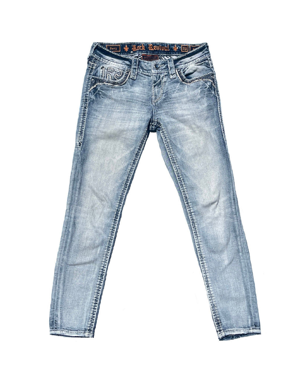 ROCK REVIVAL Ferry Light Acid Wash Blue Low-rise Skinny Pants