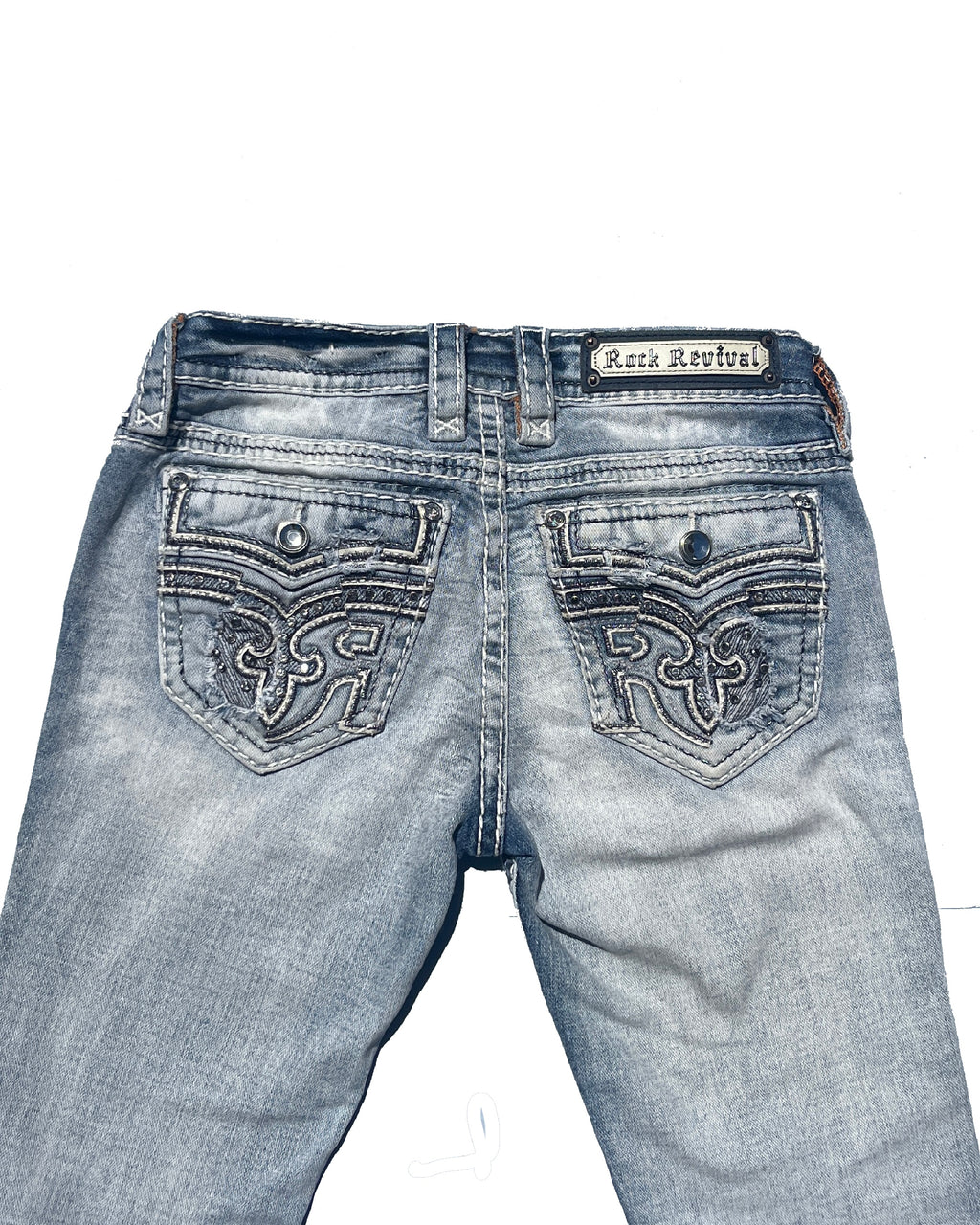 ROCK REVIVAL Ferry Light Acid Wash Blue Low-rise Skinny Pants