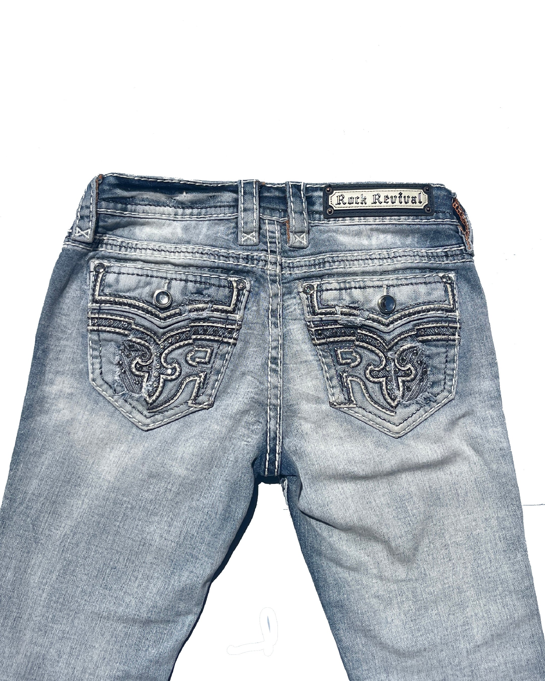 ROCK REVIVAL Ferry Light Acid Wash Blue Low-rise Skinny Pants