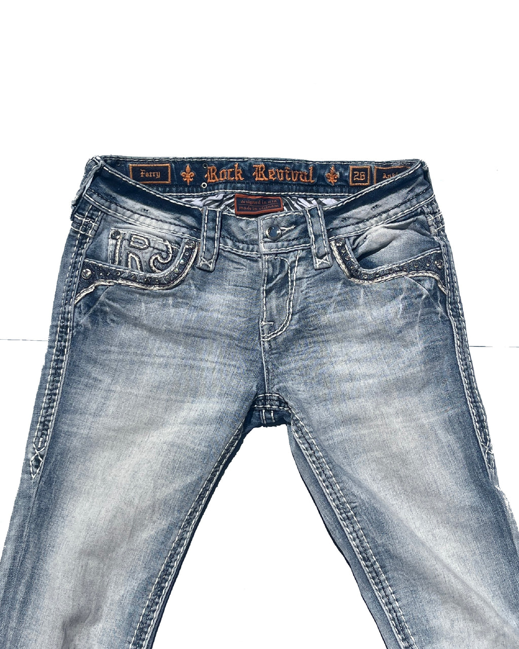 ROCK REVIVAL Ferry Light Acid Wash Blue Low-rise Skinny Pants