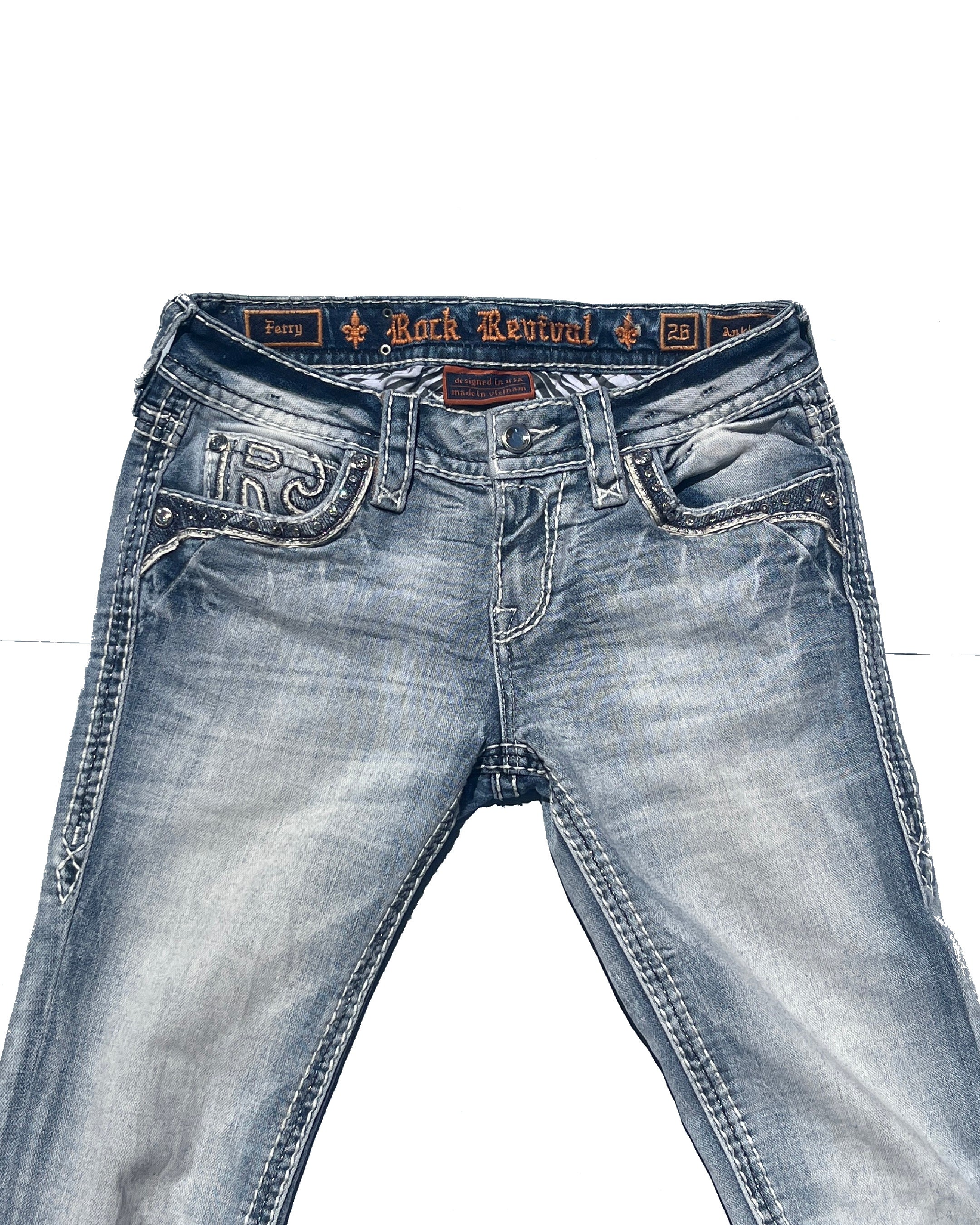 ROCK REVIVAL Ferry Light Acid Wash Blue Low-rise Skinny Pants