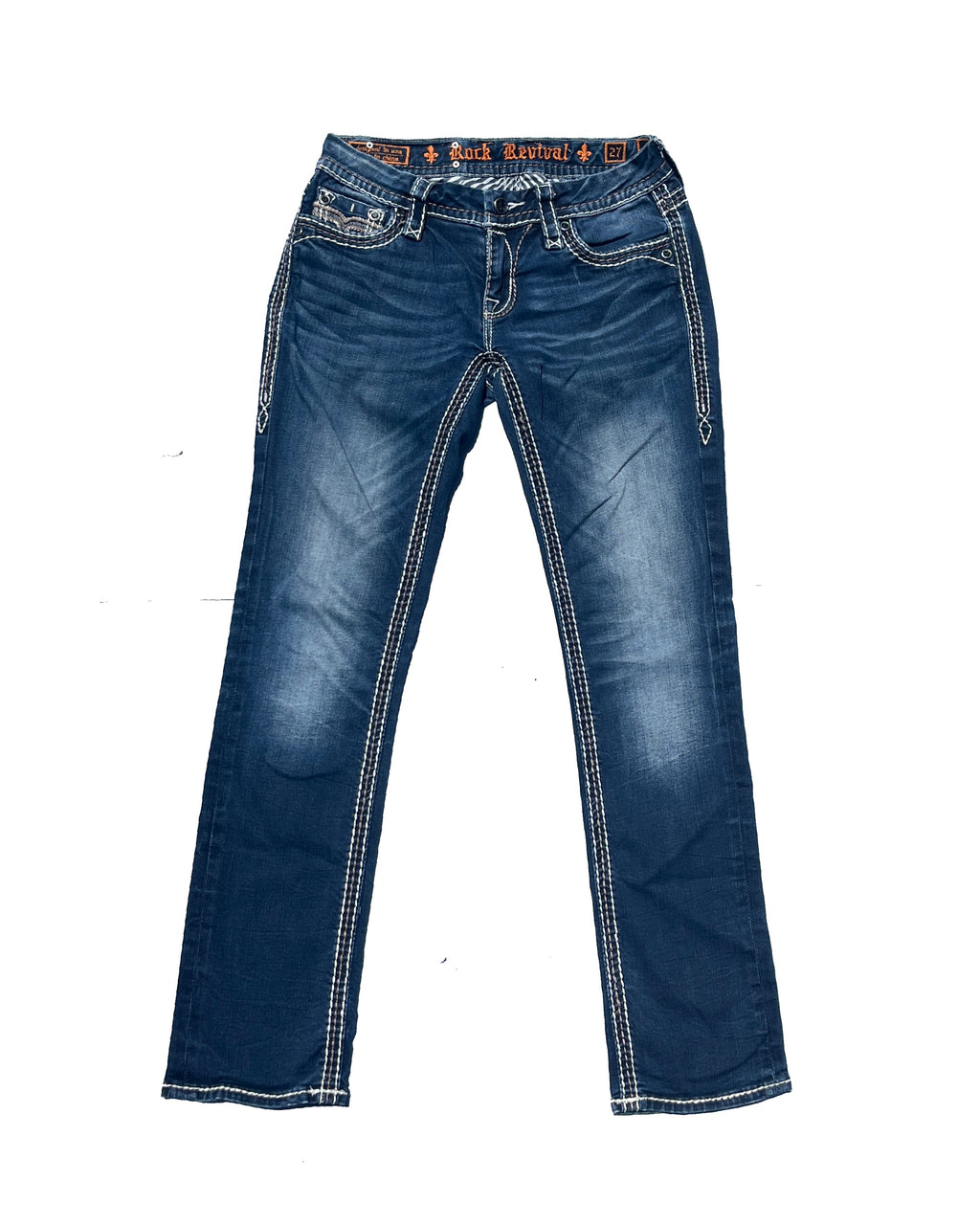 ROCK REVIVAL Midnight Fleur Low-rise Straight Pants