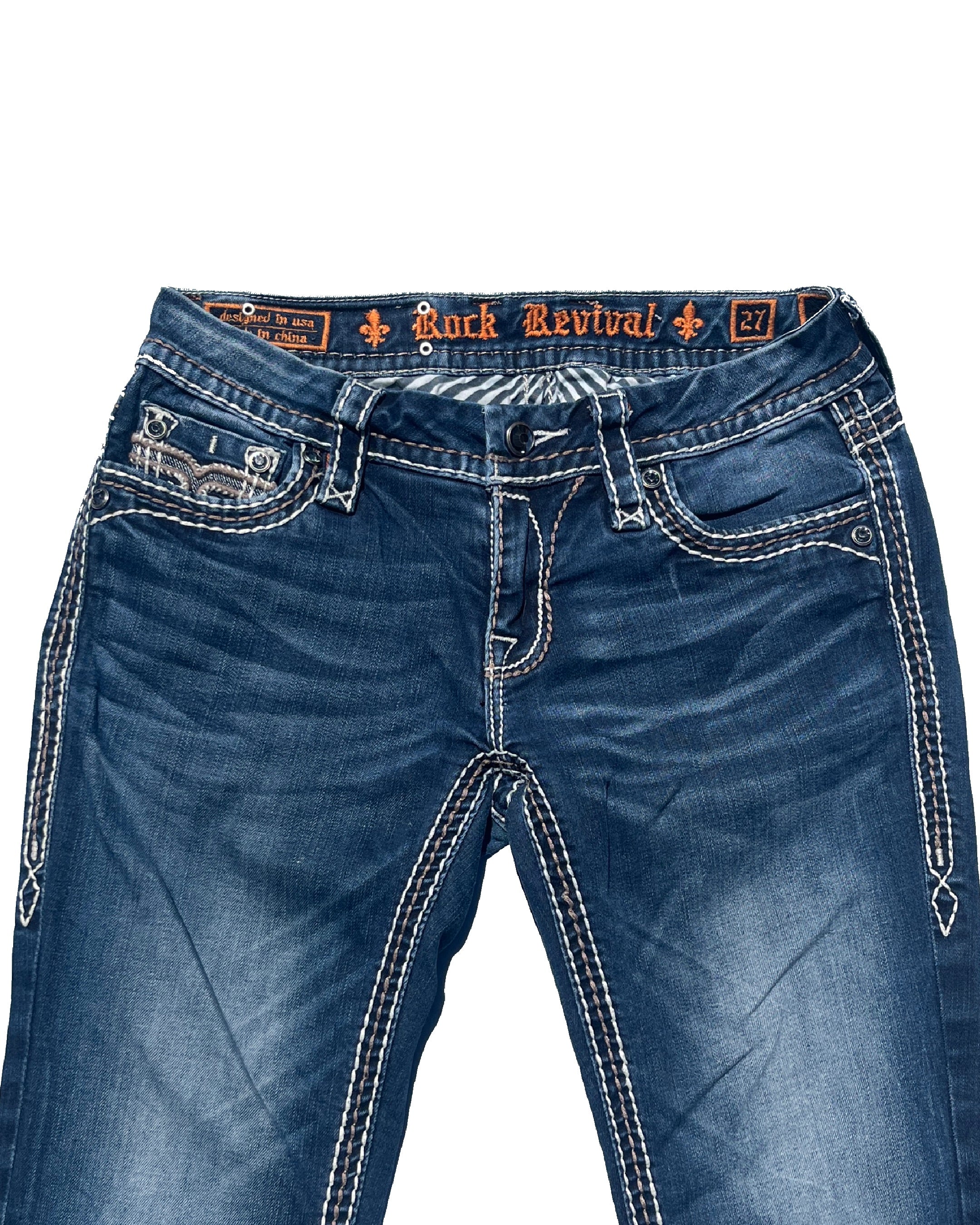 ROCK REVIVAL Midnight Fleur Low-rise Straight Pants