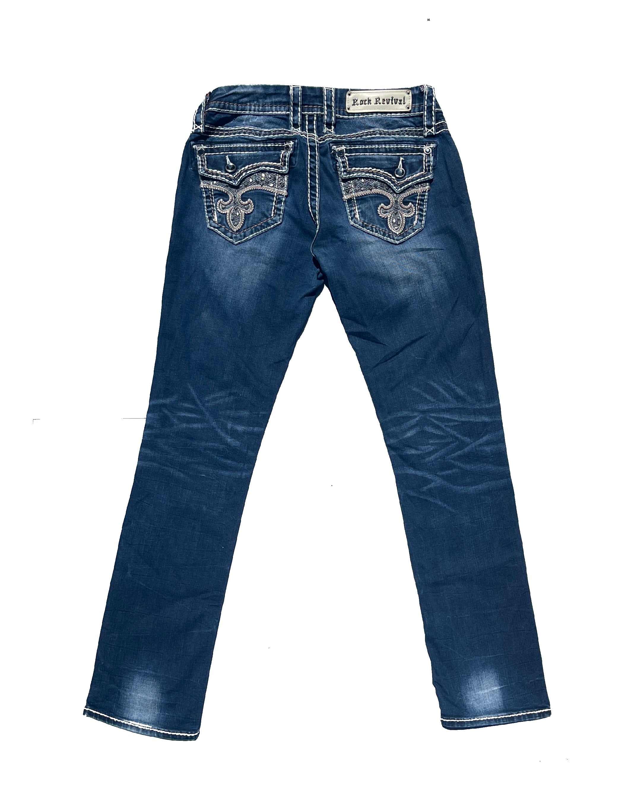 ROCK REVIVAL Midnight Fleur Low-rise Straight Pants