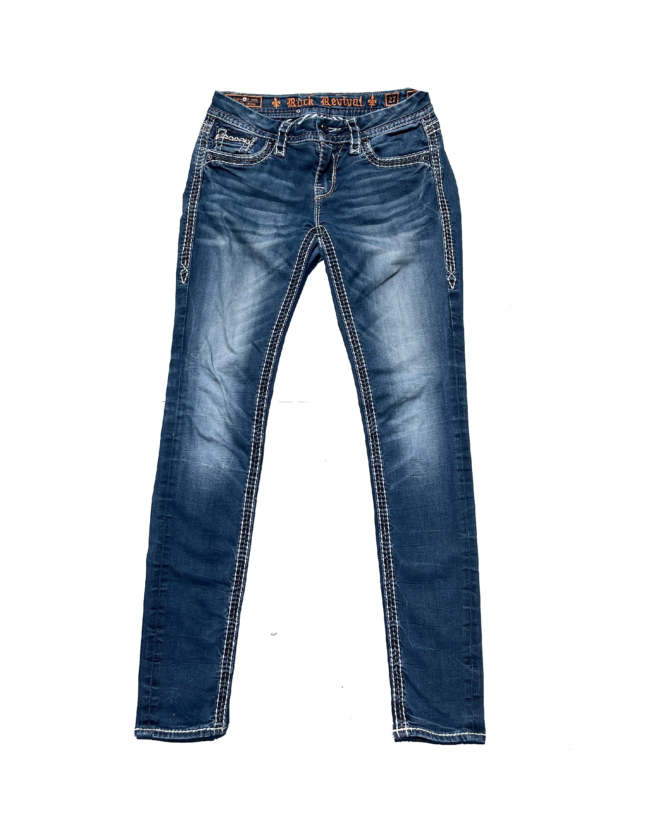 ROCK REVIVAL Ice Crown Low-rise Skinny Pants