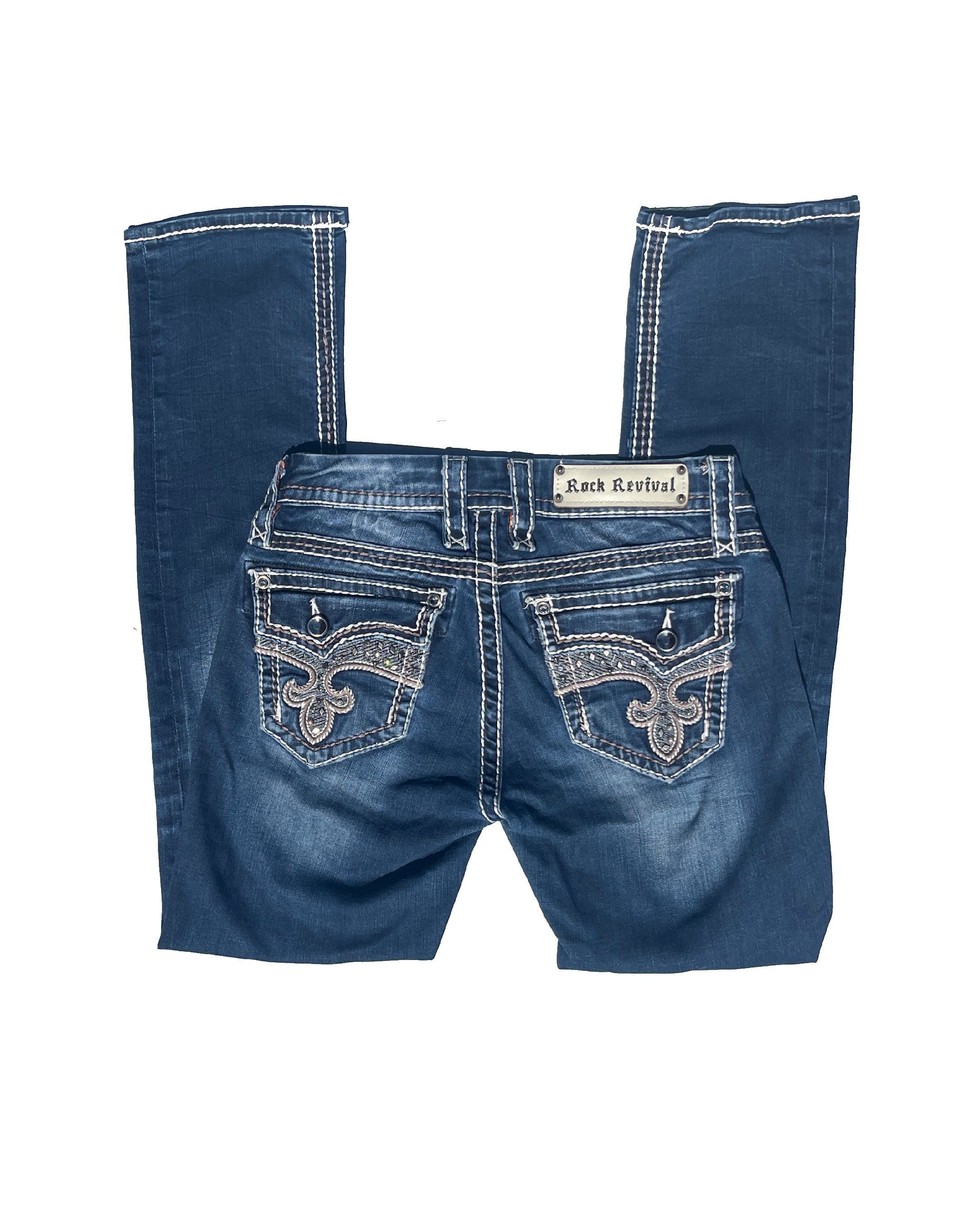 ROCK REVIVAL Midnight Fleur Low-rise Straight Pants