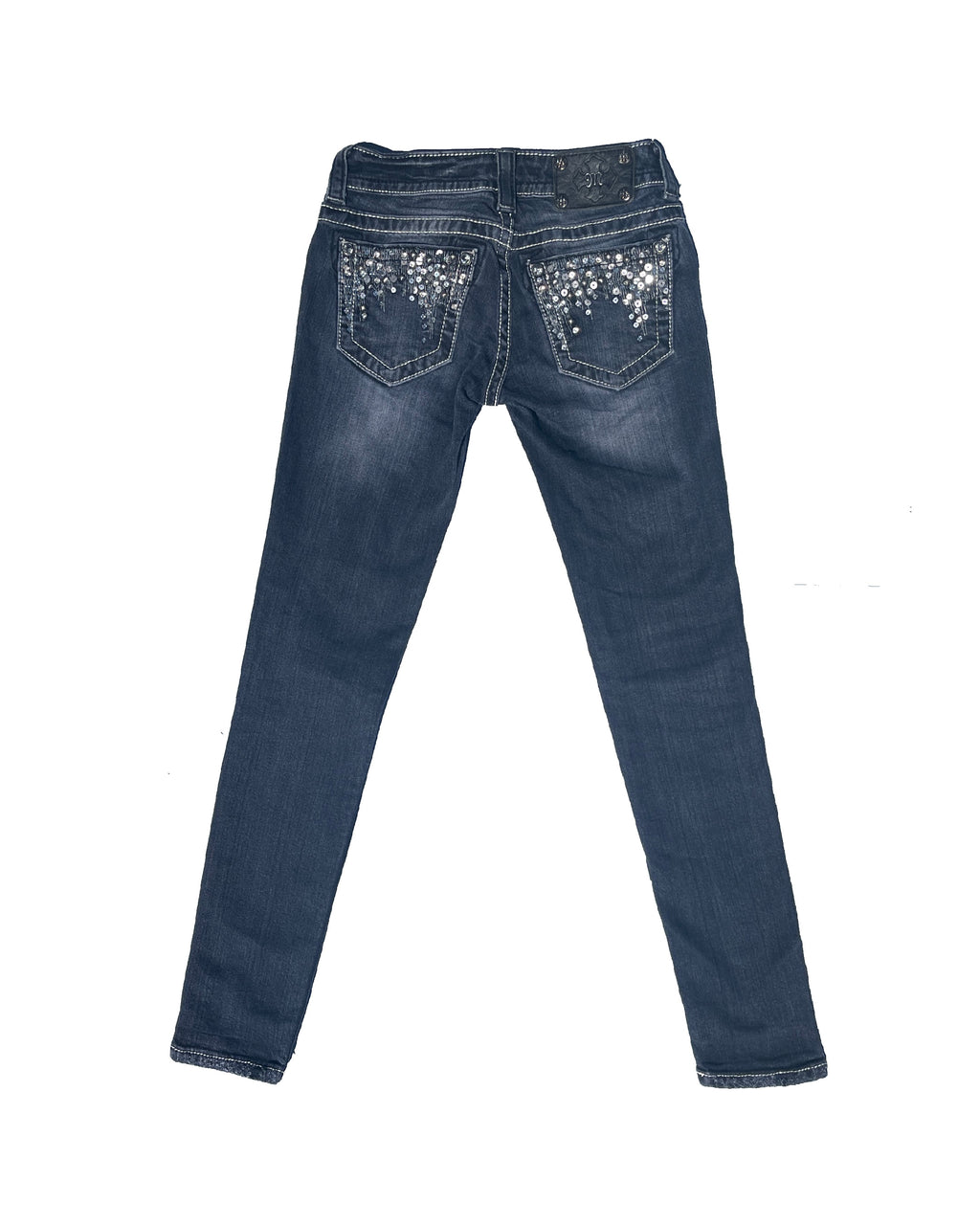 MISS ME Starlight Sequin Low-rise Skinny Pants