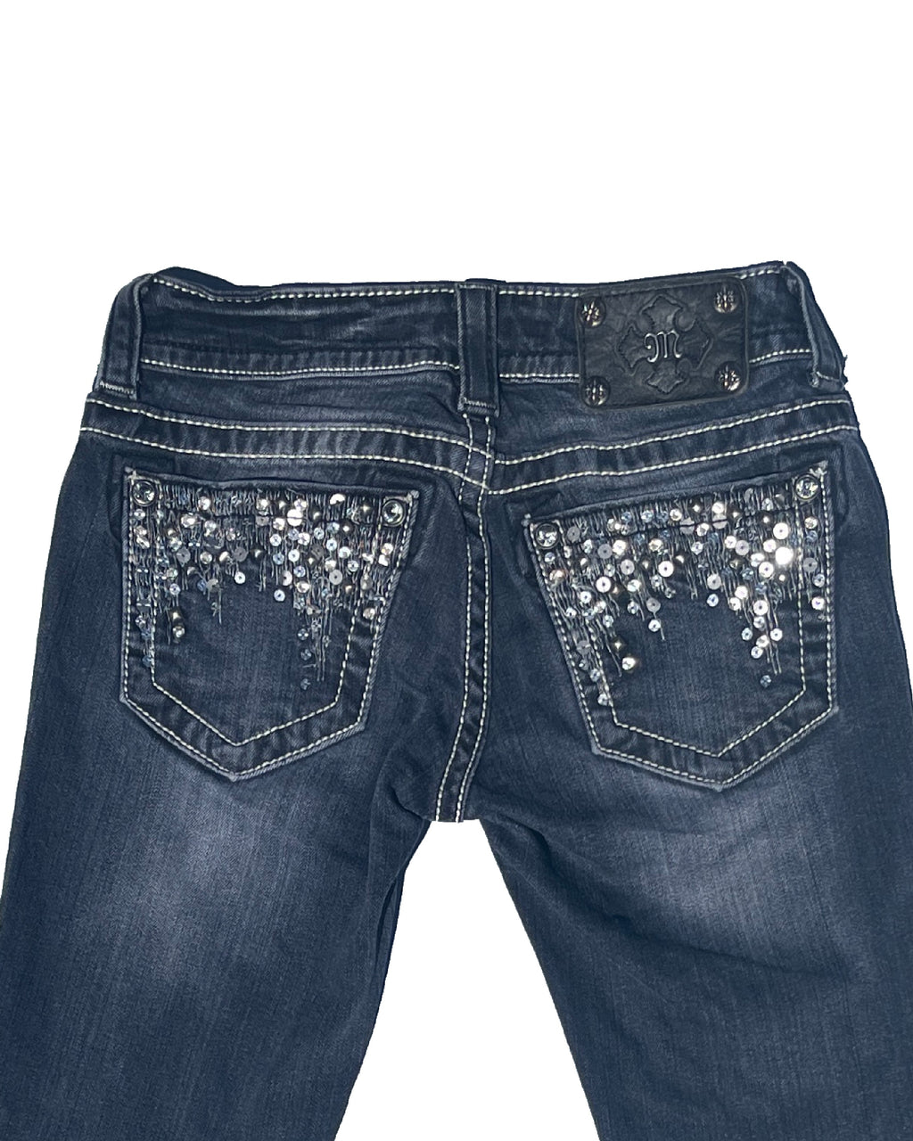 MISS ME Starlight Sequin Low-rise Skinny Pants