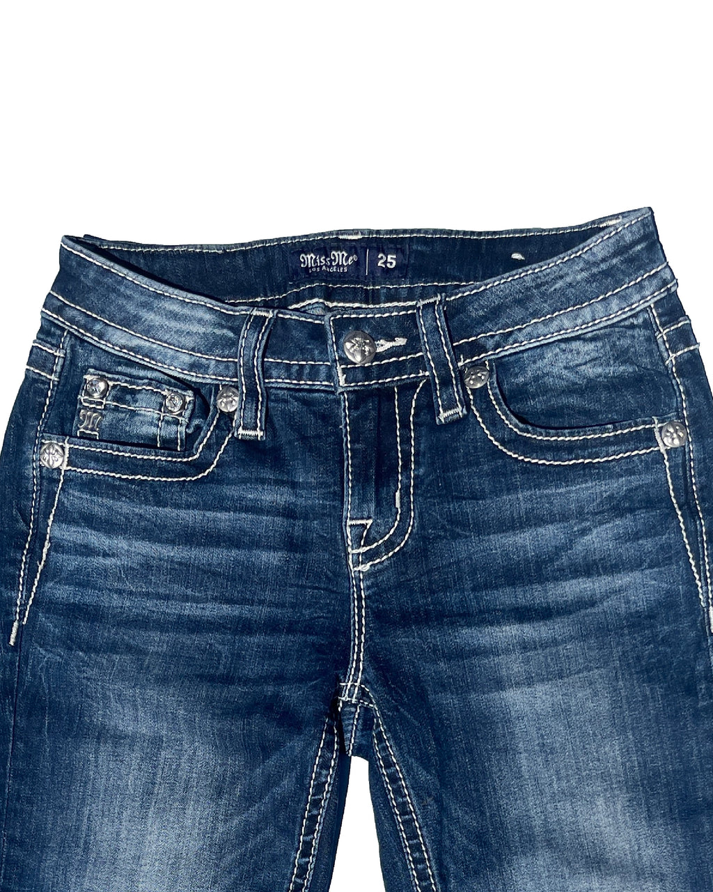 MISS ME Cow white stitching Low-rise Flare Pants