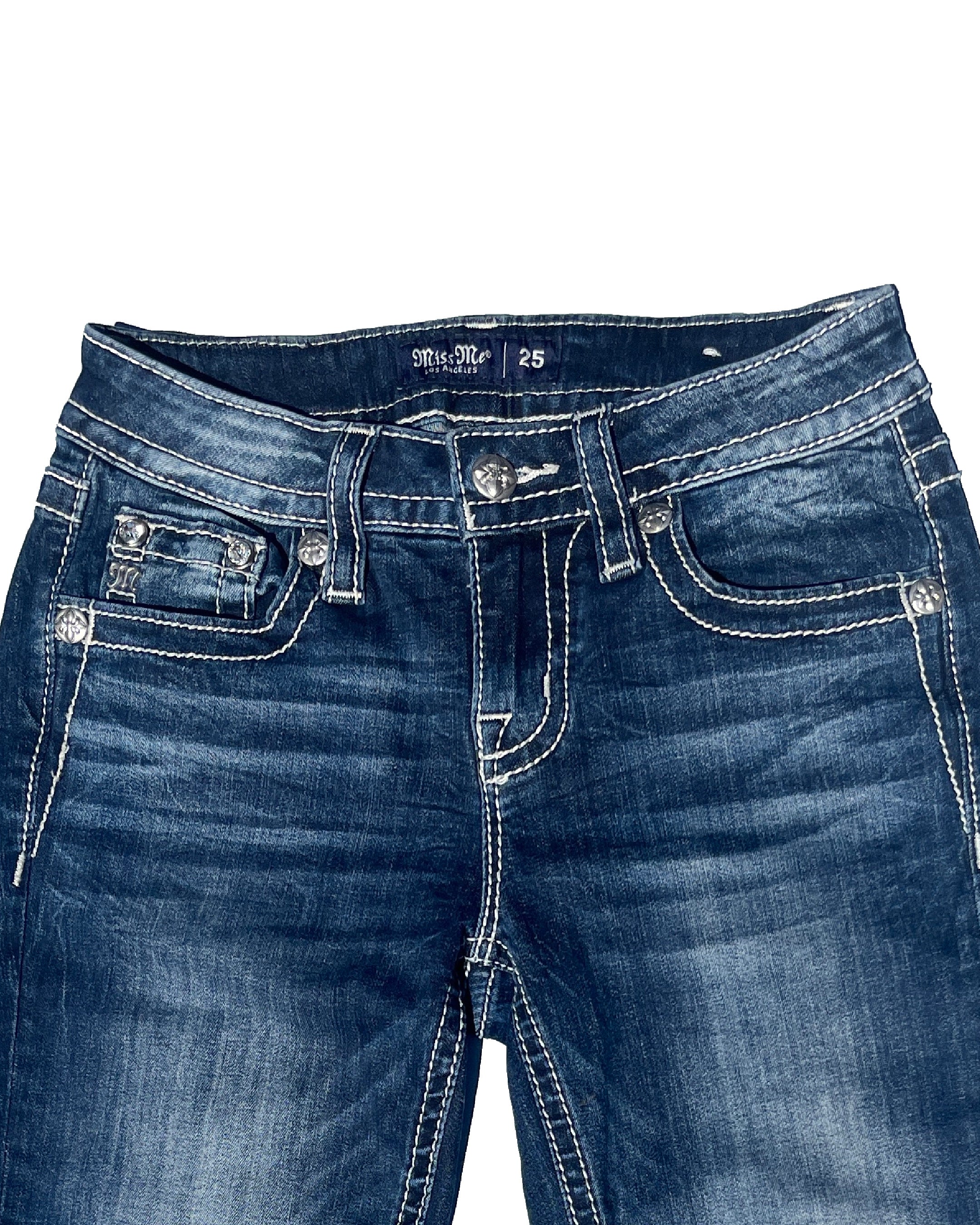 MISS ME Cow white stitching Low-rise Flare Pants
