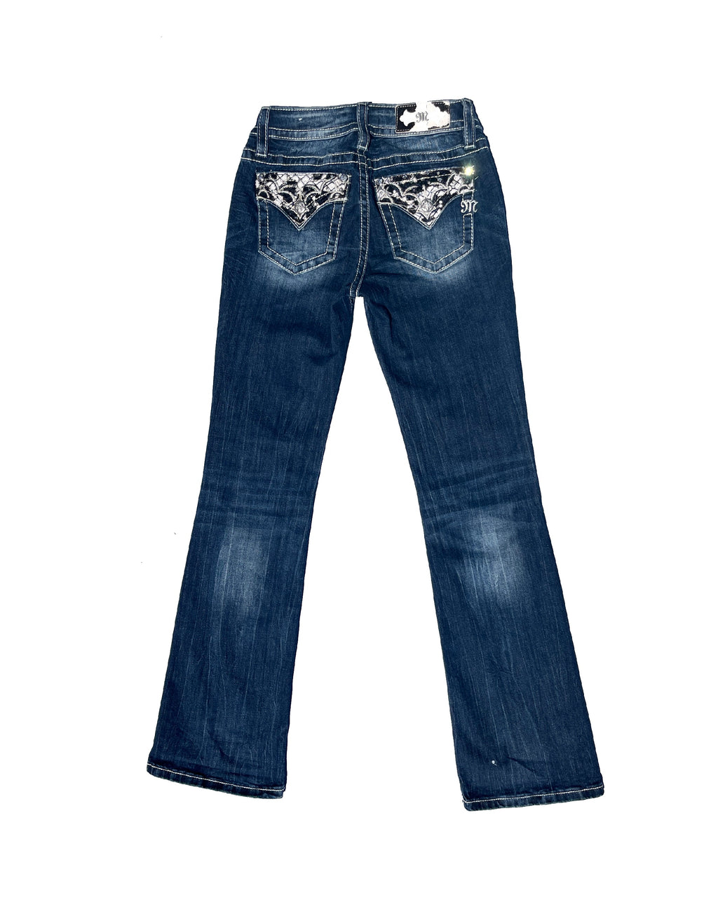 MISS ME Cow white stitching Low-rise Flare Pants