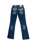 MISS ME Cow white stitching Low-rise Flare Pants
