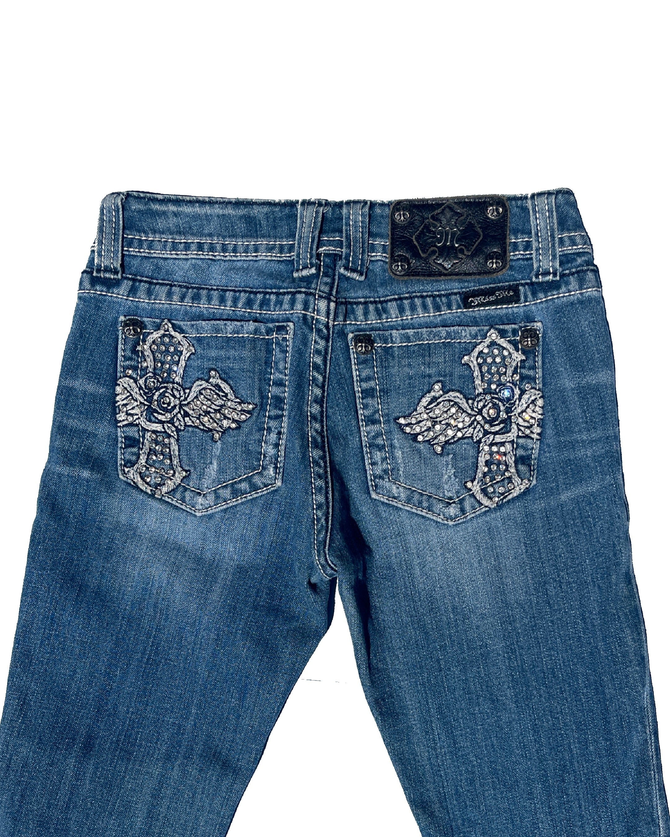 MISS ME Cross Wings Low-rise Straight Pants