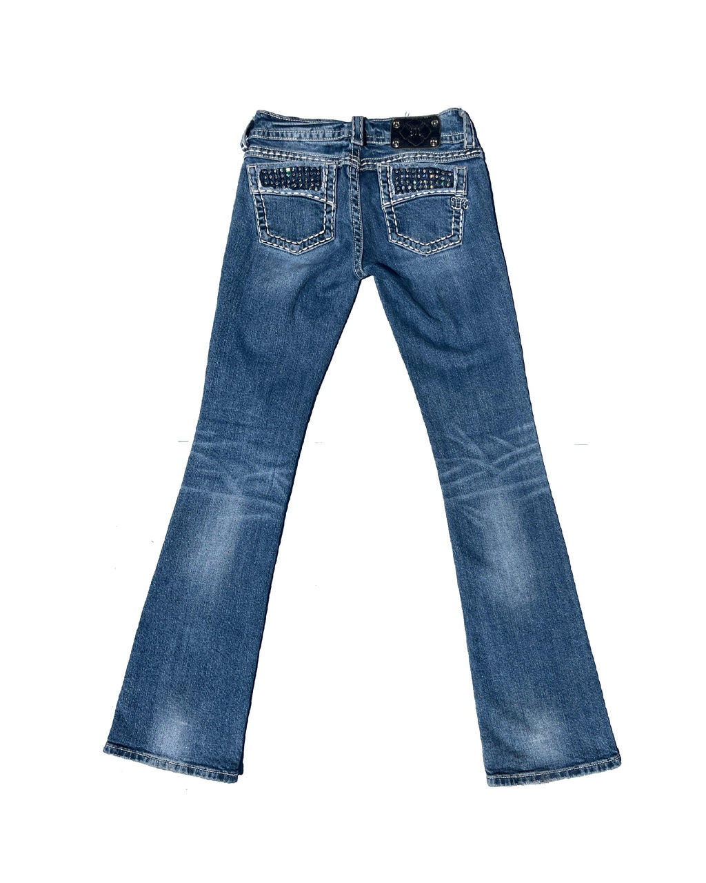 MISS ME Black Crystal Low-rise Bootcut Pants