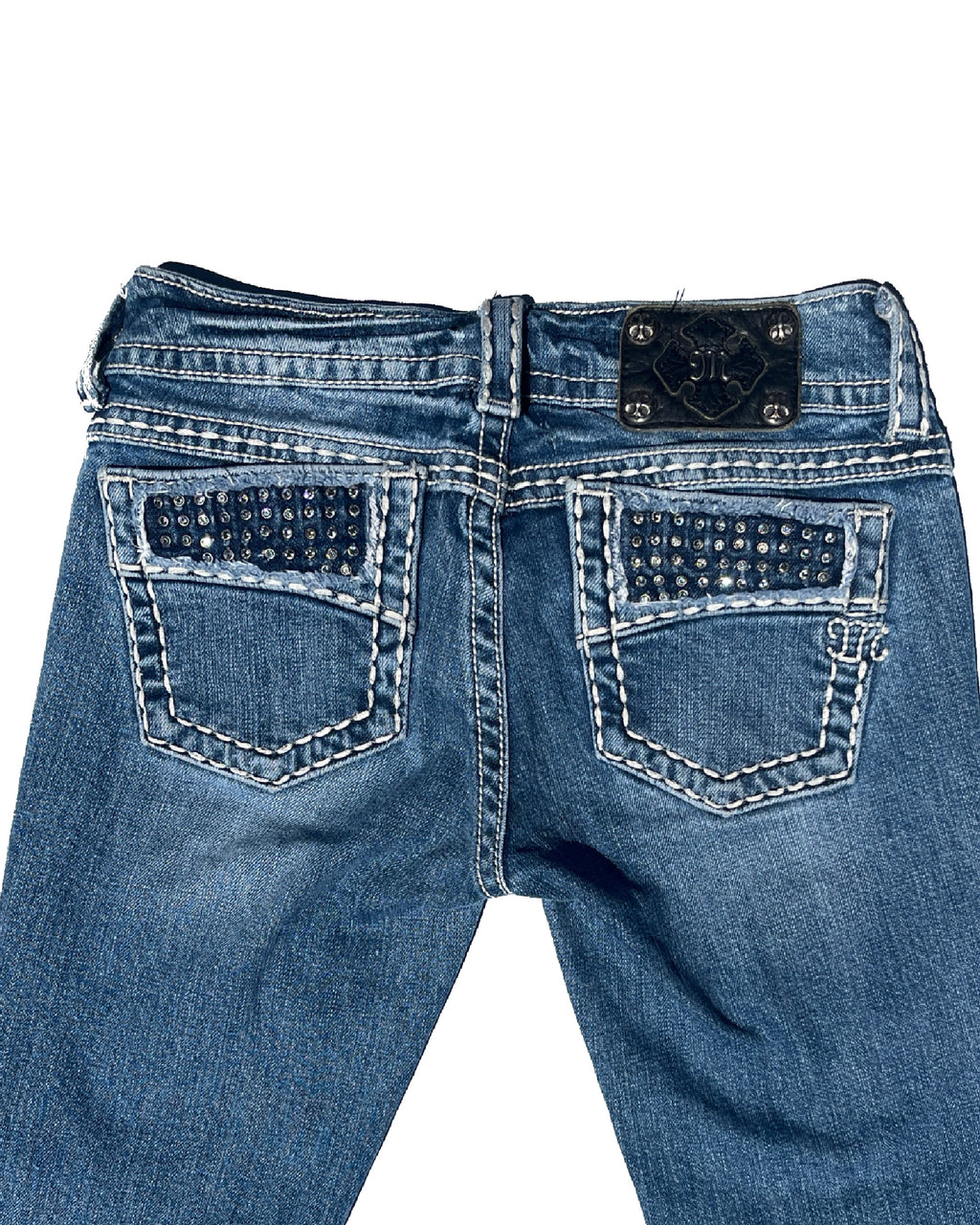 MISS ME Black Crystal Low-rise Bootcut Pants