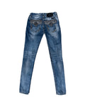 MISS ME Crystal Filigree Vintage Low-rise Skinny Pants