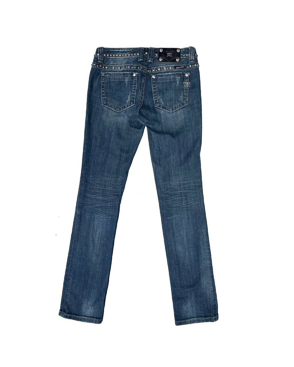MISS ME Rebel Studs Damaged Low-rise Straight Pants