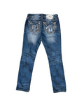 MISS ME White Stones Damaged Low-rise Straight Pants