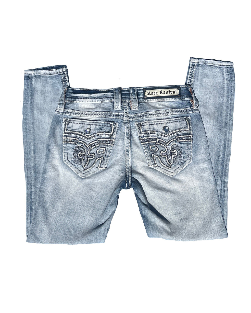 ROCK REVIVAL Ferry Light Acid Wash Blue Low-rise Skinny Pants