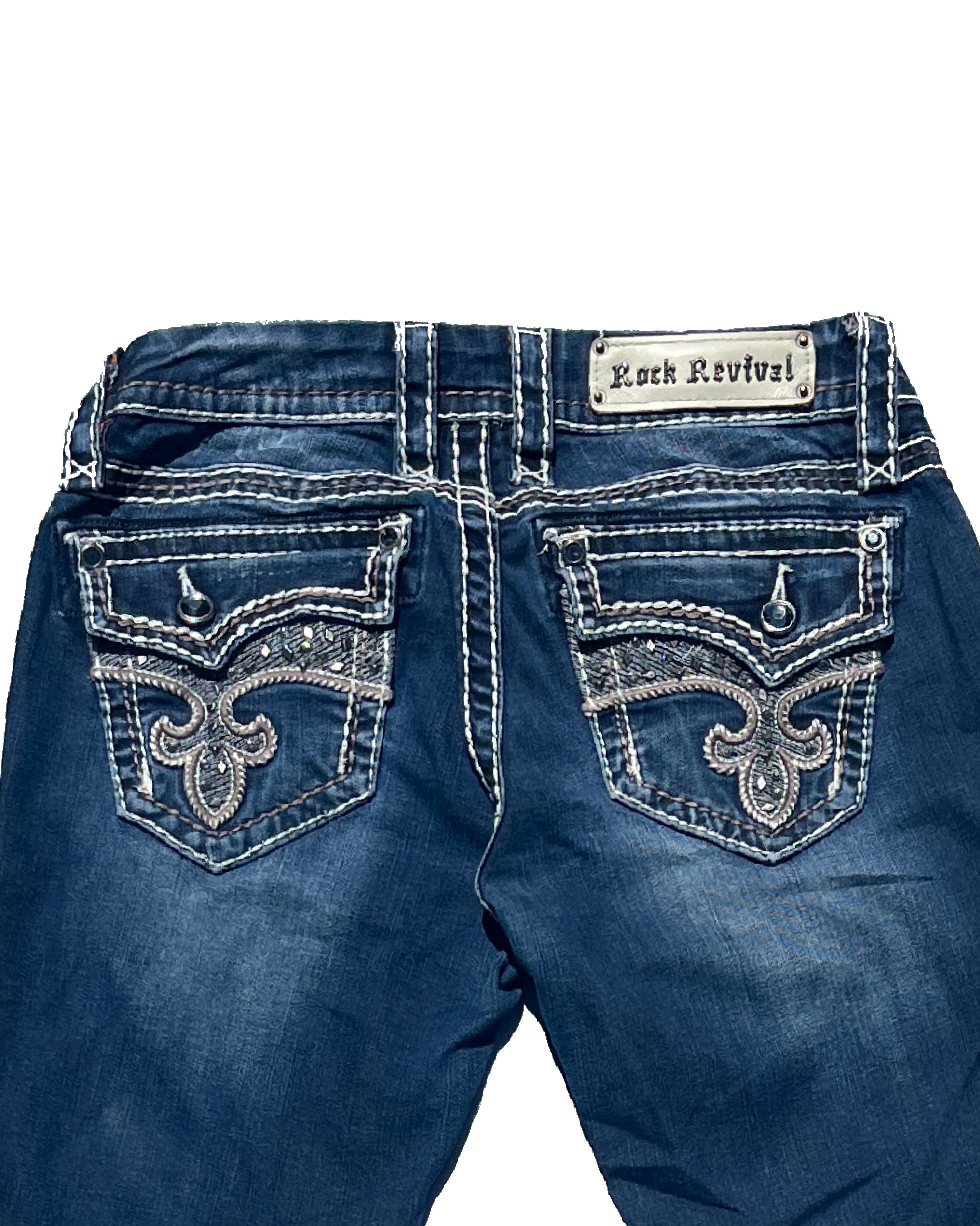 ROCK REVIVAL Midnight Fleur Low-rise Straight Pants