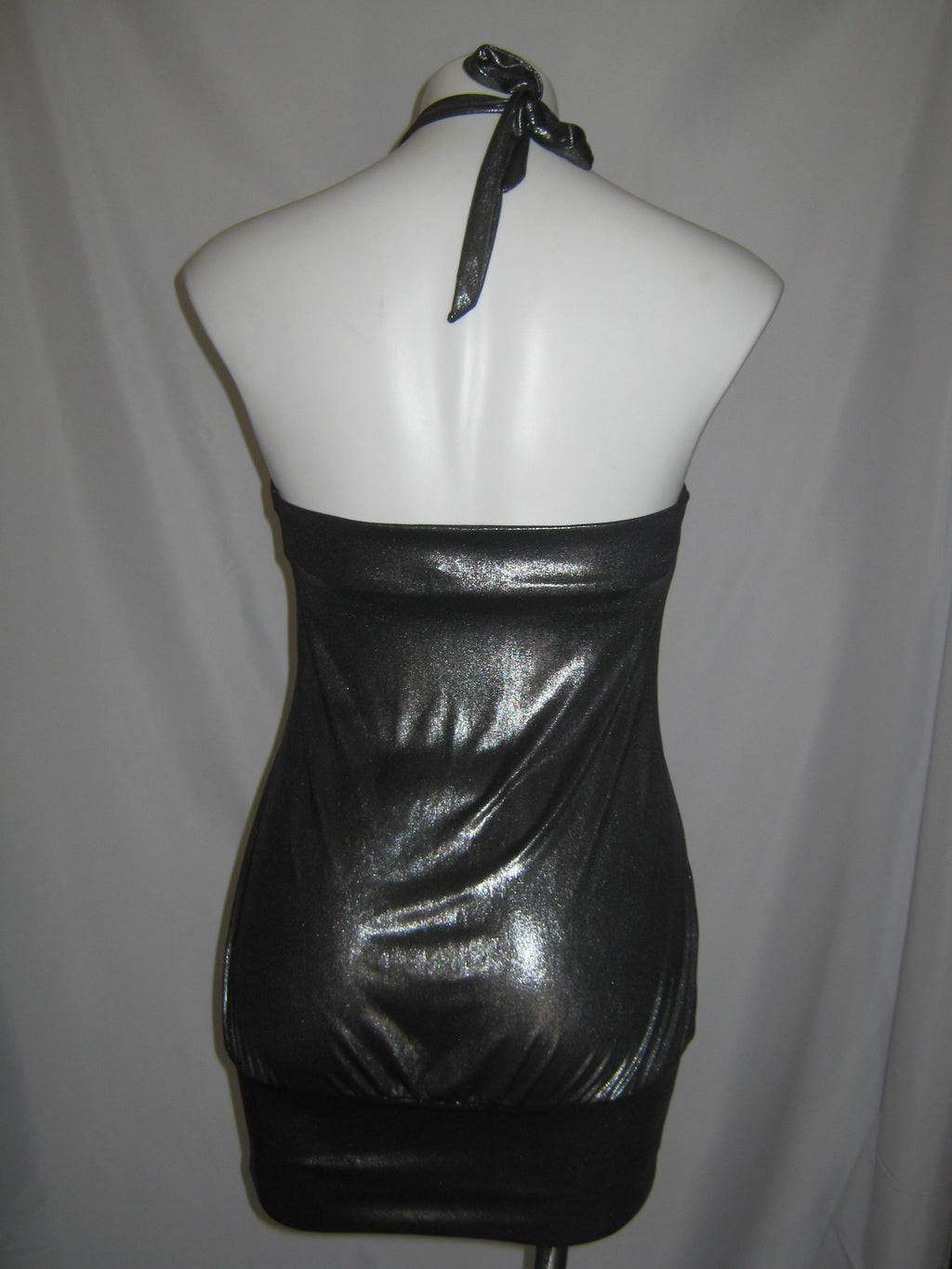 BEBE Metallic Chain Halter Tube Top