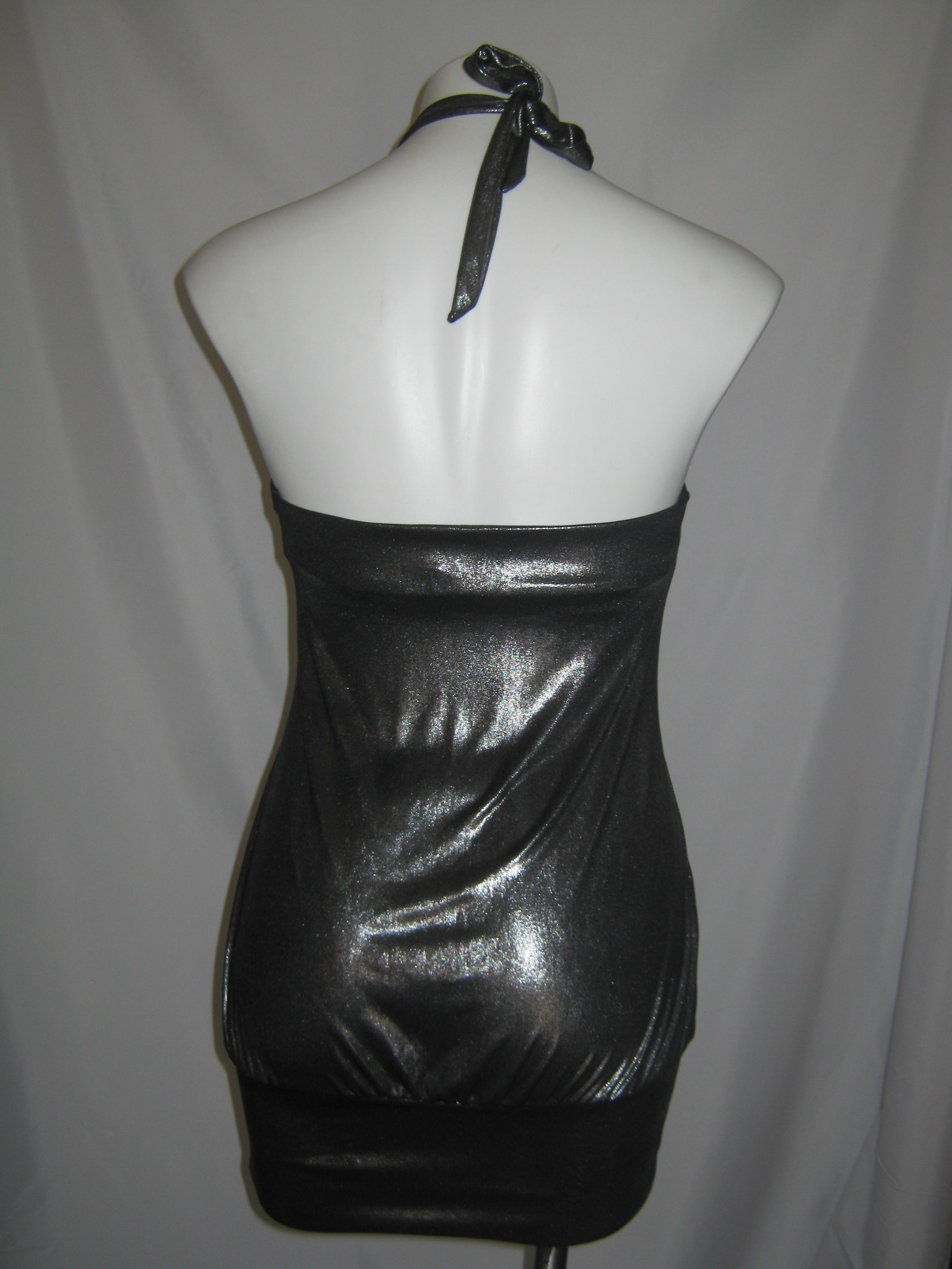 BEBE Metallic Chain Halter Tube Top