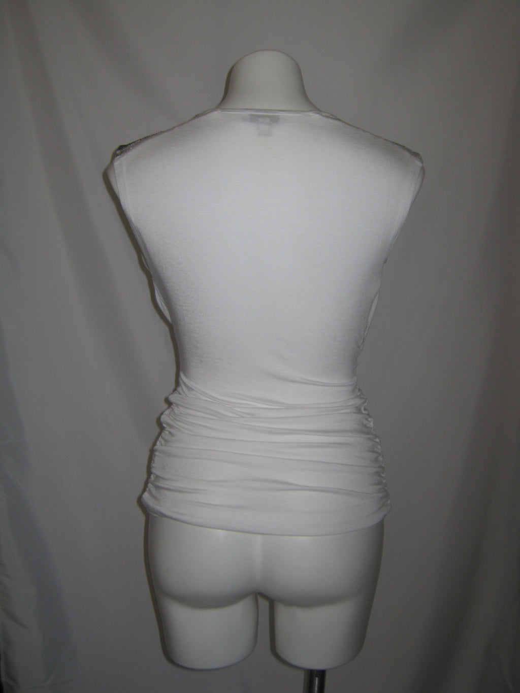 BEBE Silver Muse Ruched Cowl Neck Top