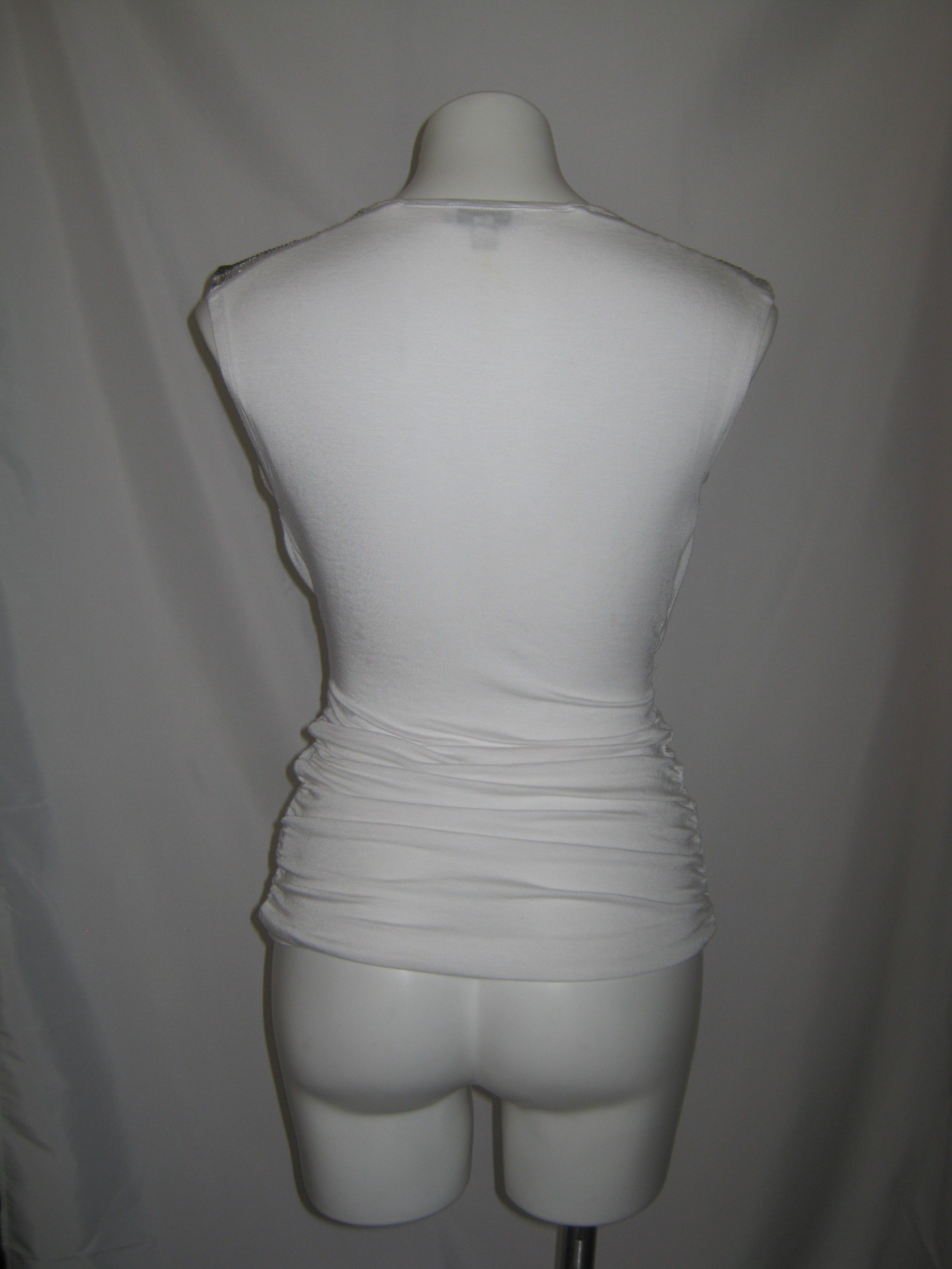 BEBE Silver Muse Ruched Cowl Neck Top