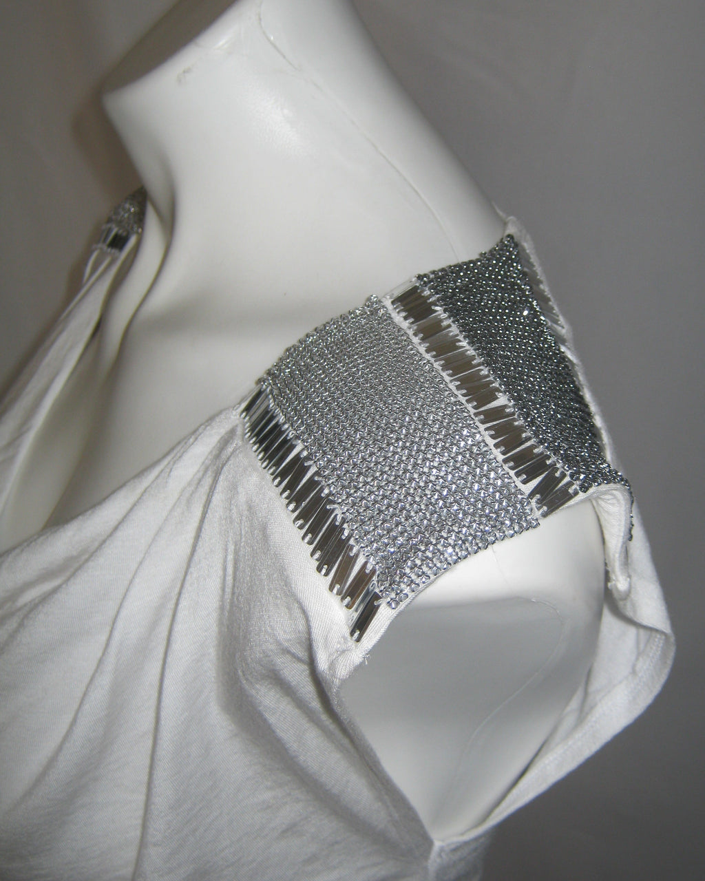 BEBE Silver Muse Ruched Cowl Neck Top