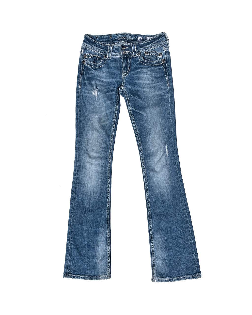 MISS ME Black Crystal Low-rise Bootcut Pants