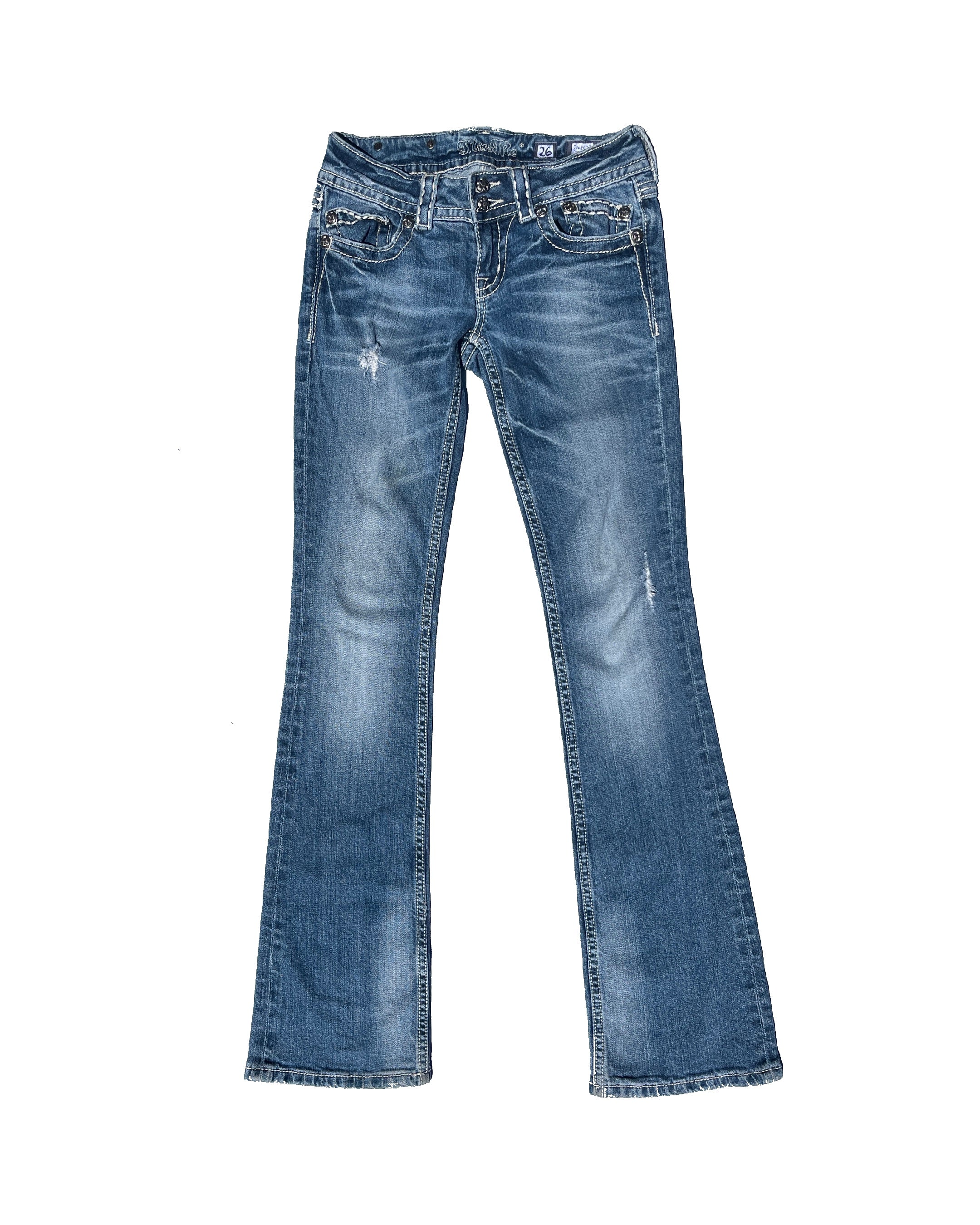MISS ME Black Crystal Low-rise Bootcut Pants
